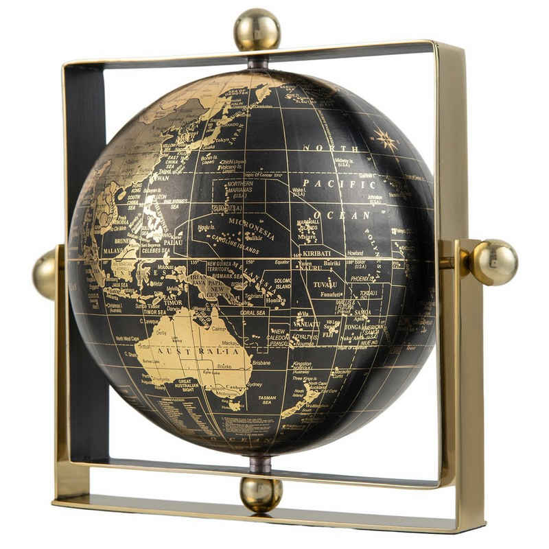 COSTWAY Globus, Ø16cm mit quadratische Metallrahmen, drehbar, antik