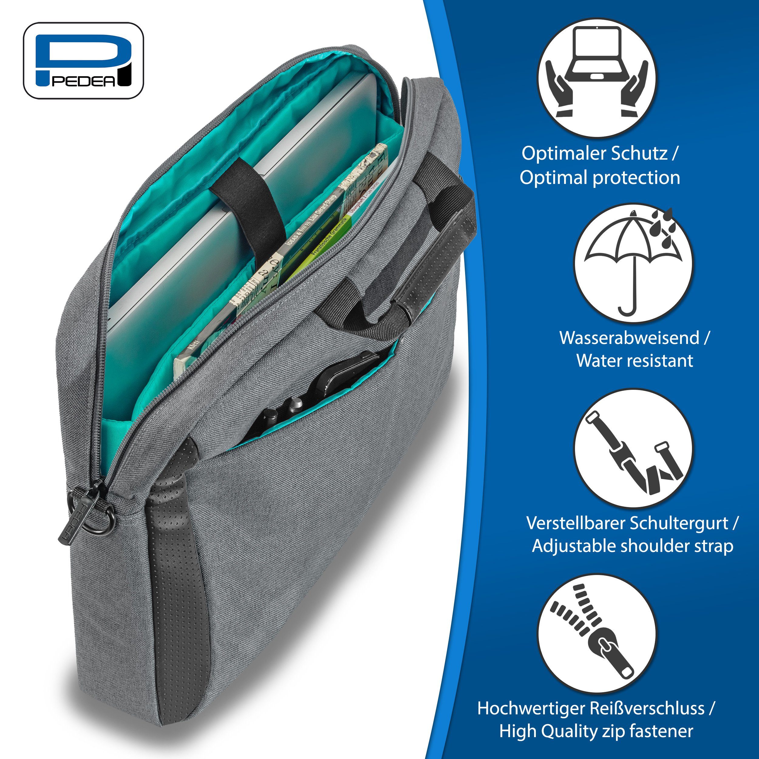 PEDEA Laptoptasche LIFESTYLE Notebooktasche mit Schultergurt 15,6 / 17,3 Zo günstig online kaufen