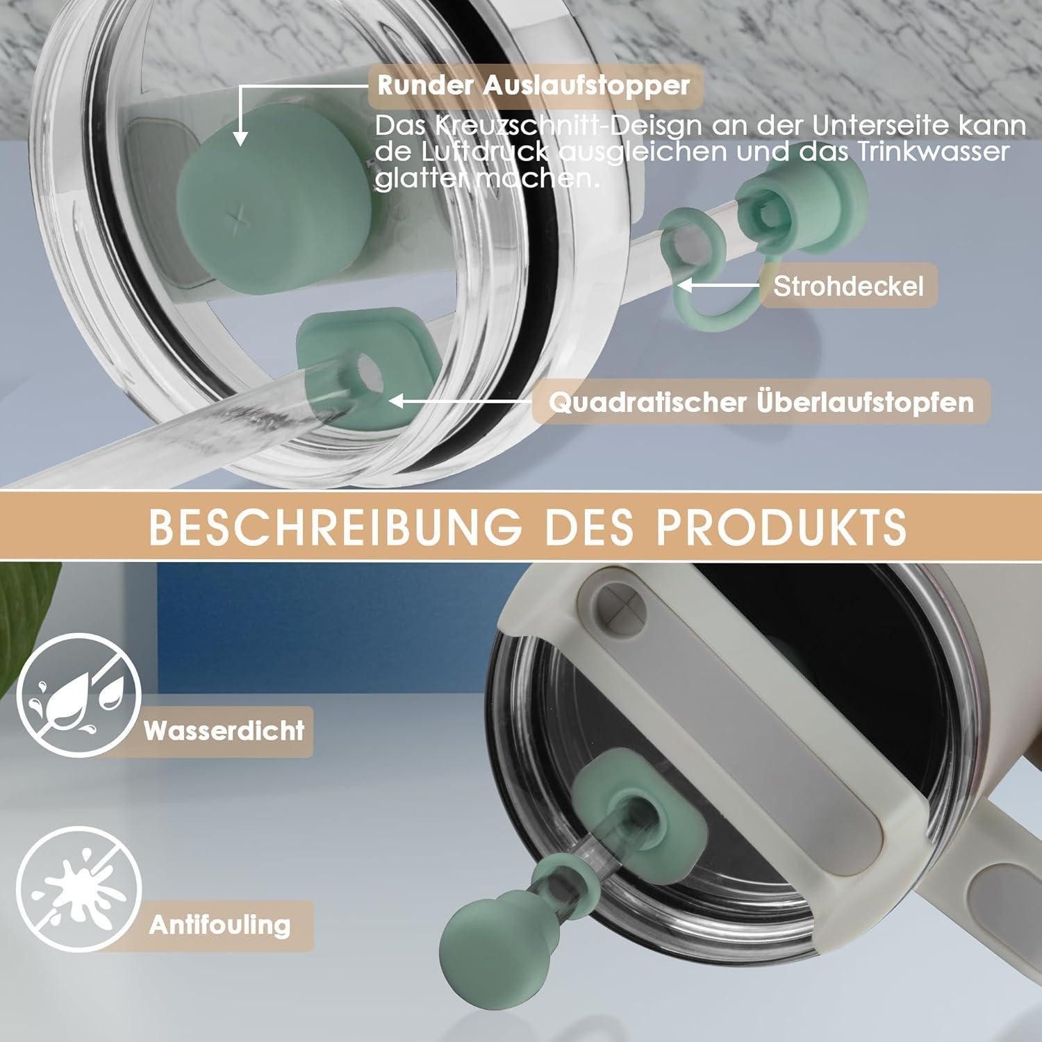 LuxusKollektion Trinkhalme Strohhalmabdeckung Silikon Auslaufschutz Tumblerdeckel Grün 6 Stück