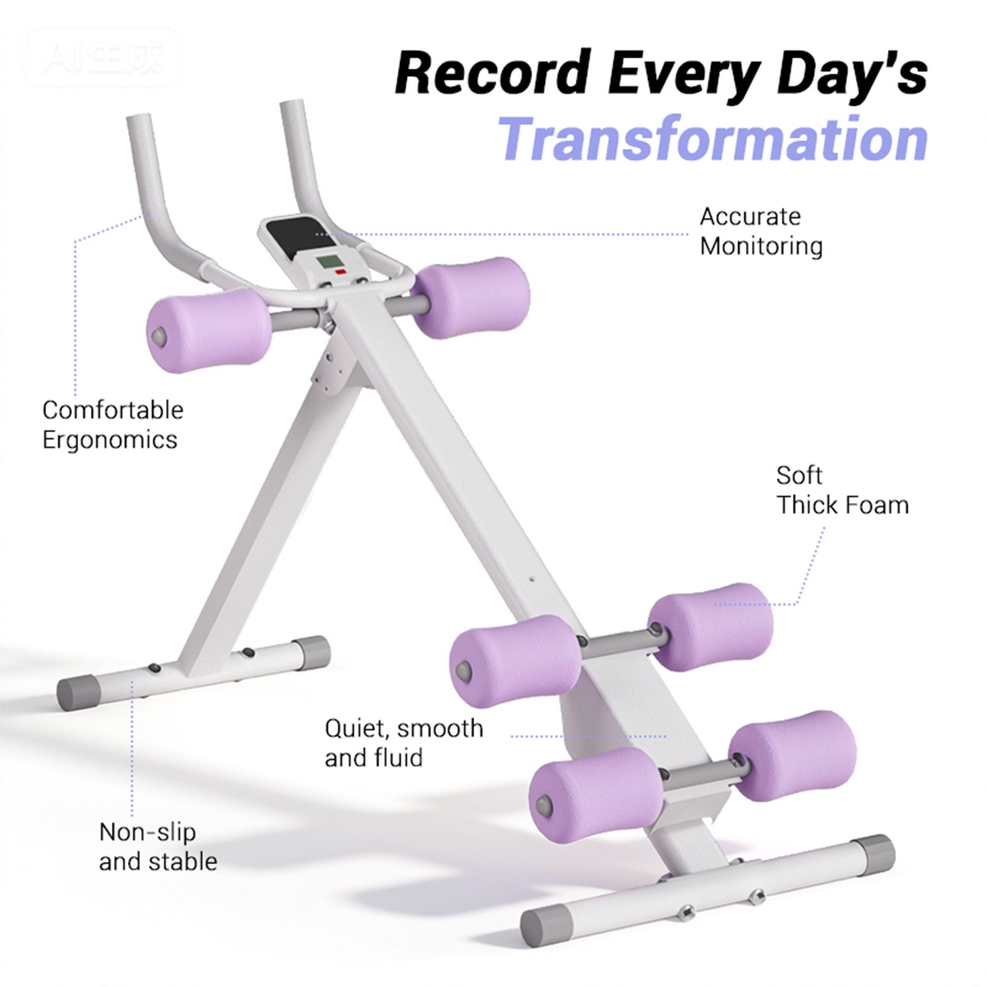 UMAY Bauchtrainer Home Bauchmuskeltrainer Faltbares Design (mit LED-Anzeige Core Trainer Multifunktionales Heimfitnessgerätfür Bauch-und GesäBmuskulatur)