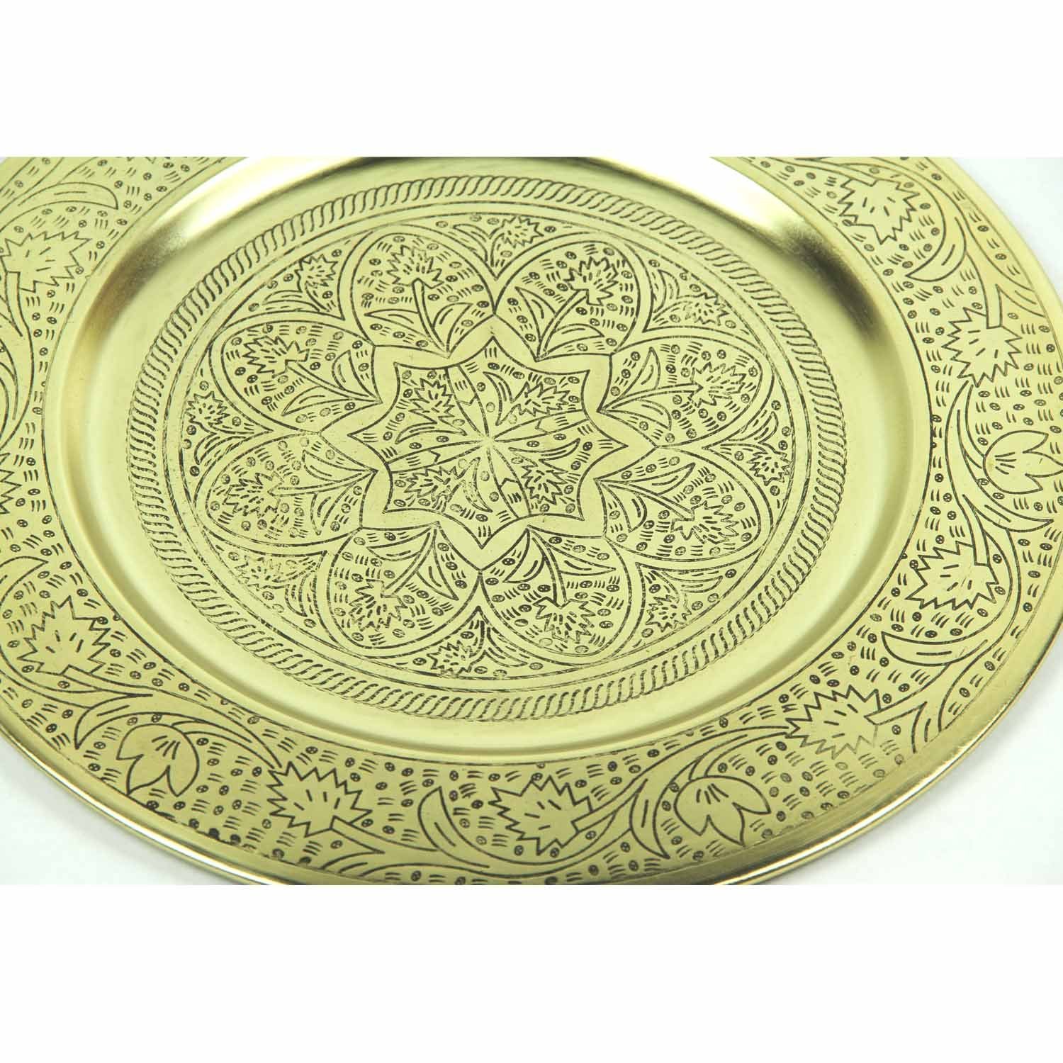 zeitlos, look, modern Serviertablett in Dekotablett Metall Gold Moro Casa Nermin Antik Marokkanisches aus