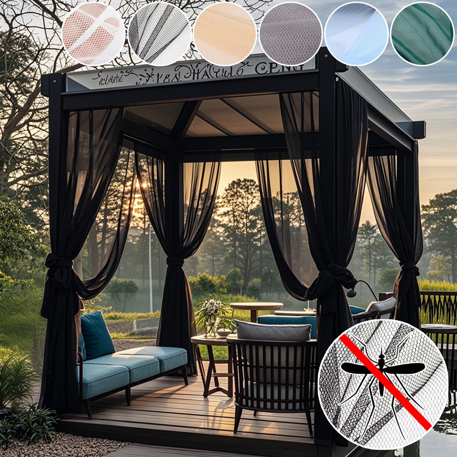 BTTO V&G Vorhang Moskitonetz,Outdoor Vorhang,DIY Größe (1 St), transparent, Insektenschutz,für Garten Balkon Patio Porch Pool Wohnzimme