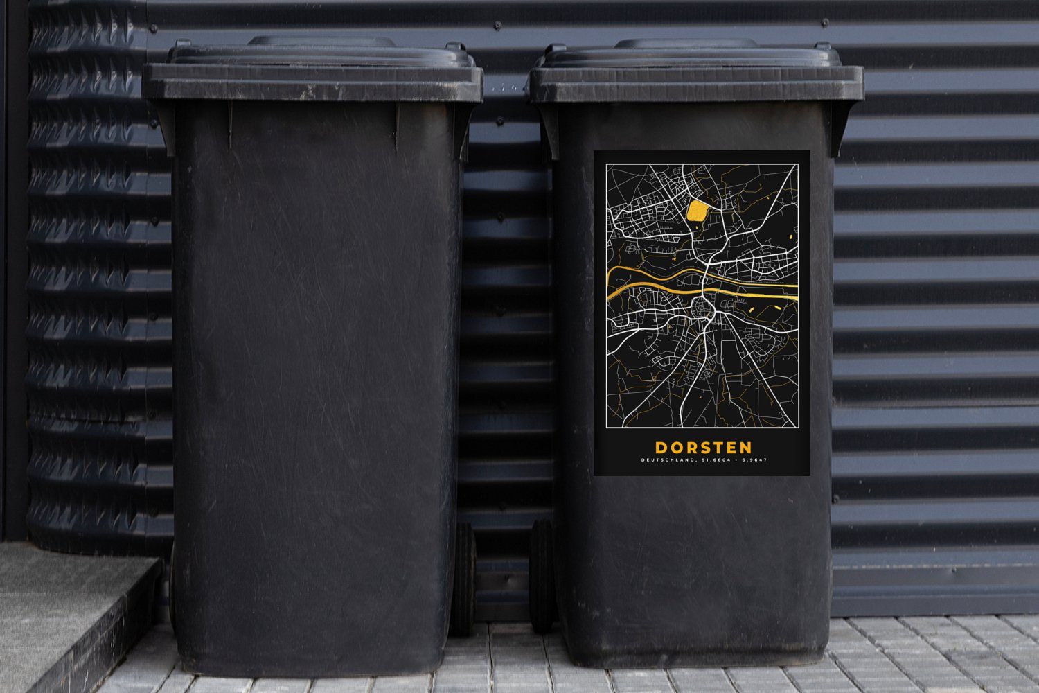 Mülleimer-aufkleber, - Gold - Abfalbehälter Dorsten - Mülltonne, St), Deutschland (1 Karte MuchoWow Sticker, - Container, Stadtplan Wandsticker