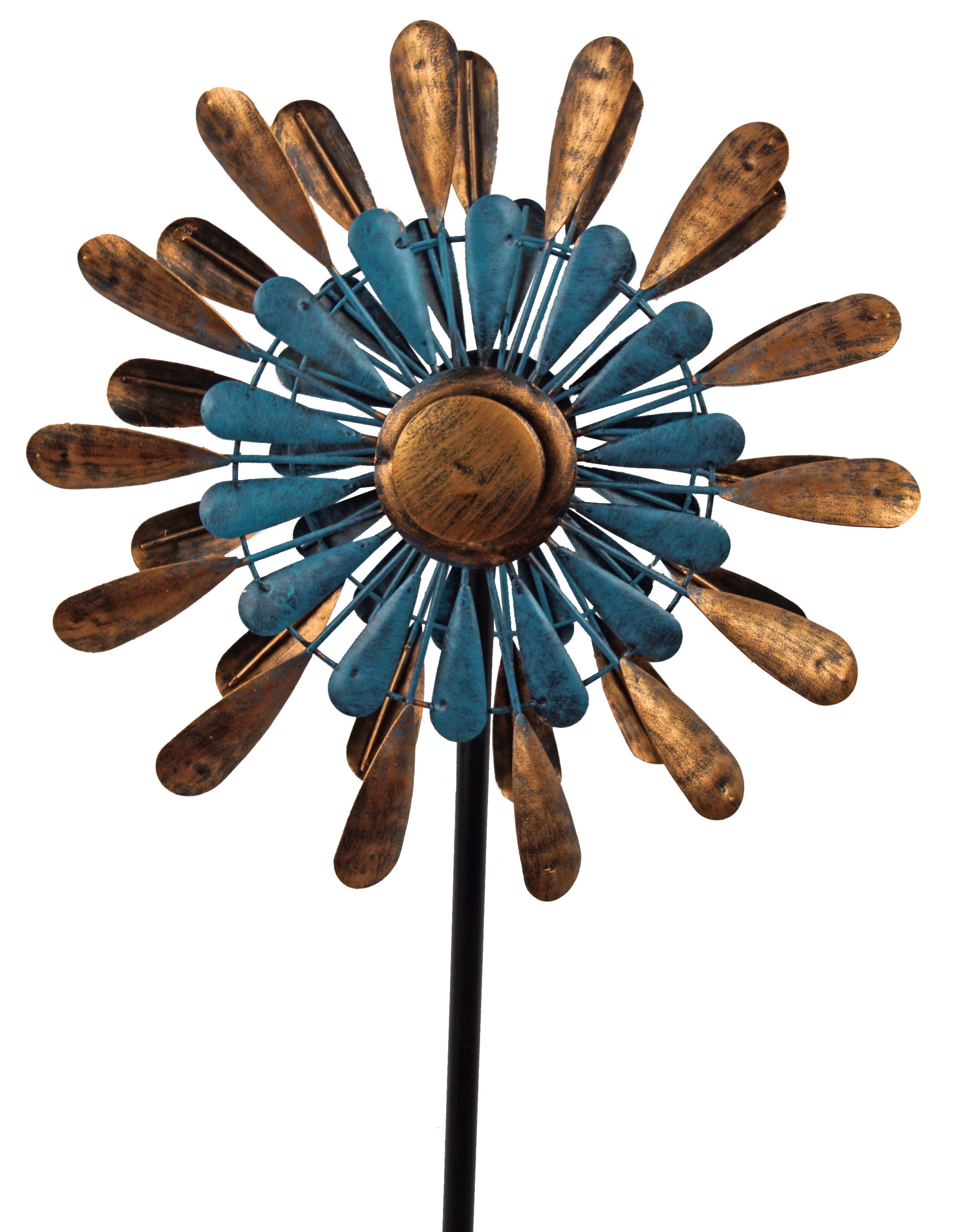 IKO Deko-Windrad Elegantes Windspiel im Blumen-Design – Ein Charme für Ihren Garten (1 St), Windrad, bunt, Metall, Gartendeko, wetterfest, Balkon, Garten