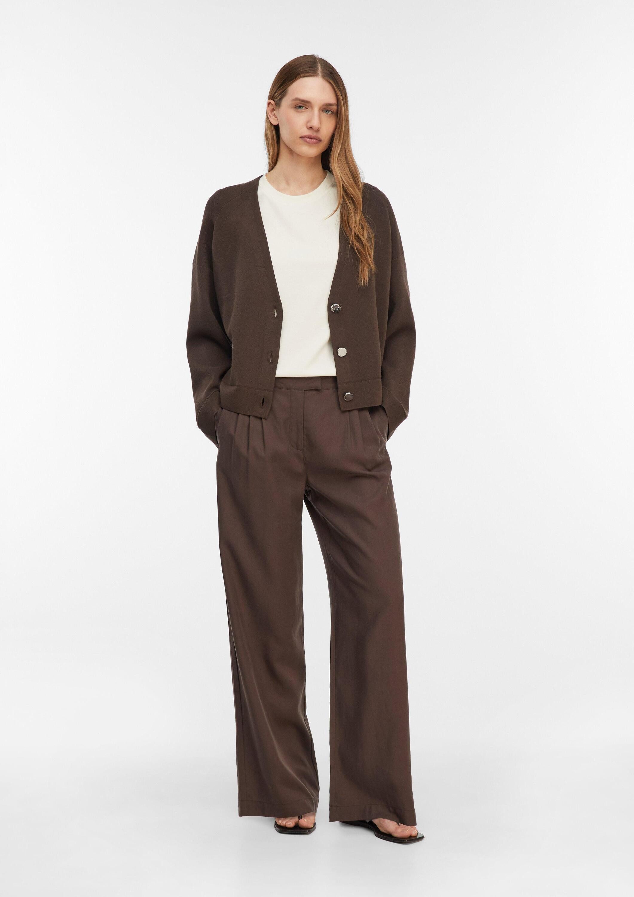 comma Chinos Hose Fließende Wide-Leg-Hose aus Leinenmix