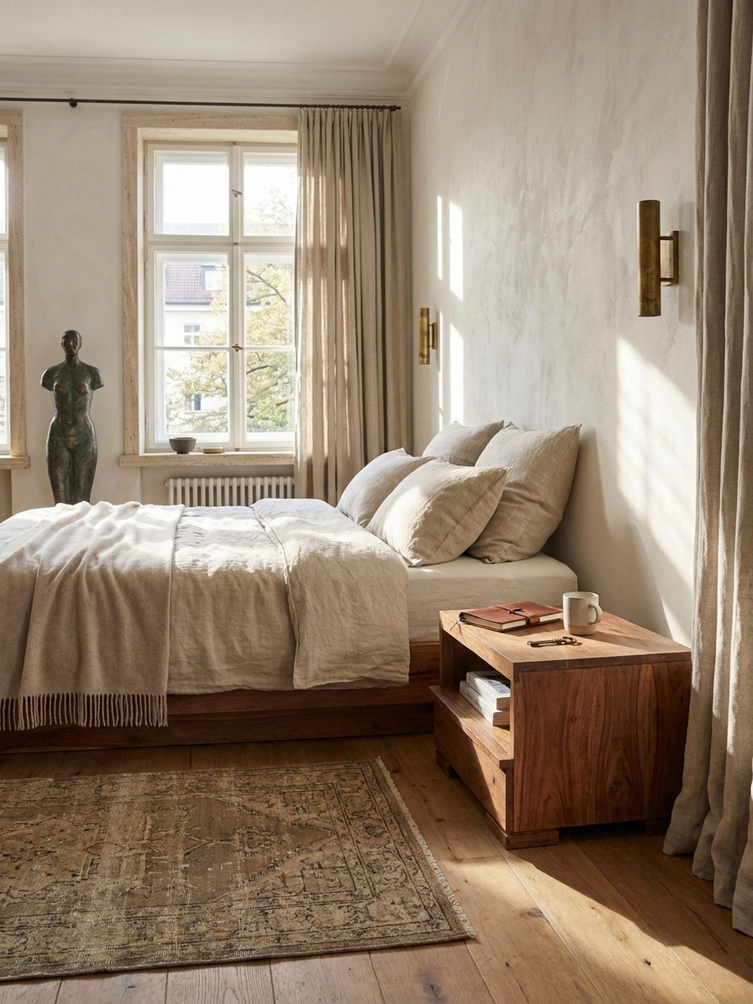 KADIMA DESIGN Nachttisch Nachttisch MUMBAI Massiv-Holz Akazie Nacht-Kommode 30 cm 1 Schublade, Ablage Nachtschrank Landhaus-Stil Echt-Holz