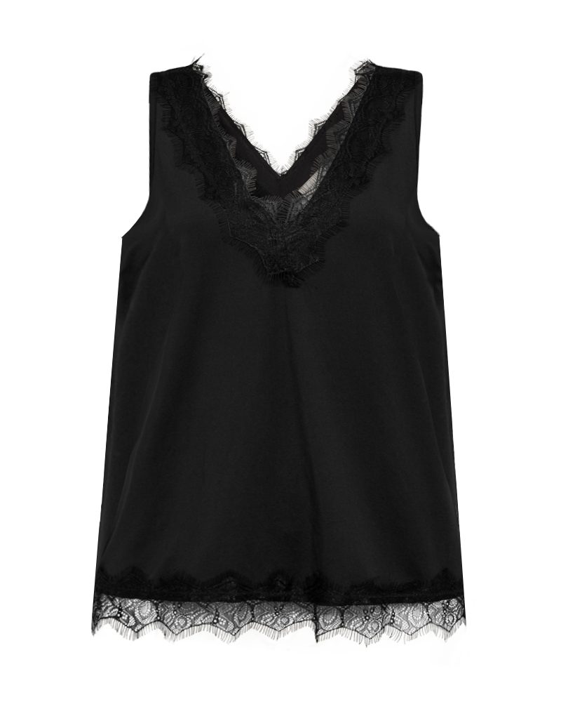 FREEQUENT Spitzentop FQBICCO-TOP mit Spitzen-Häkel--Details