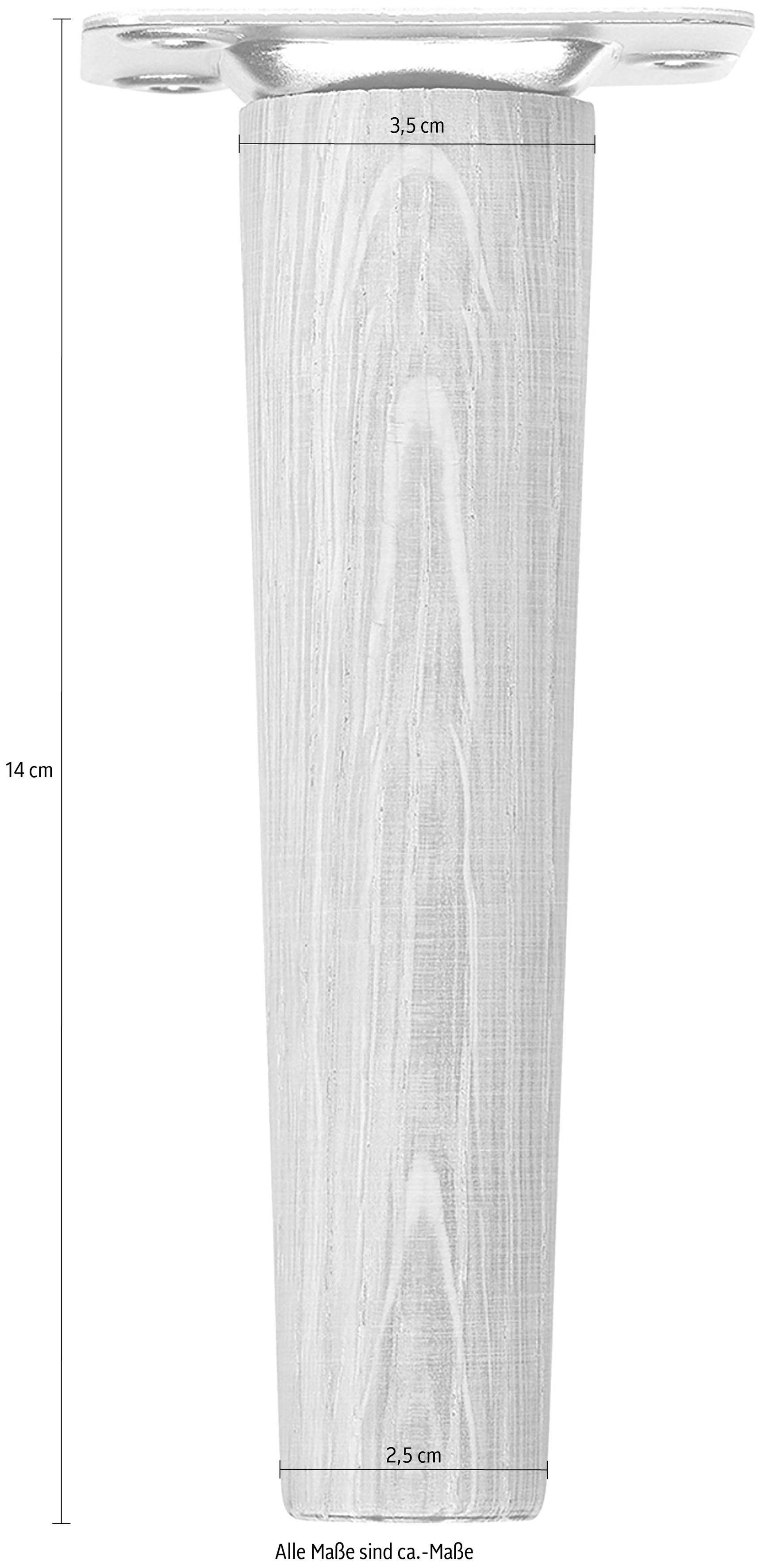 Hammel Furniture stk), weiß Möbelfuß Holz, 14 pigmentiert mehreren eiche cm in Höche: Stützfuß, Farben, Mistral Bein, (6