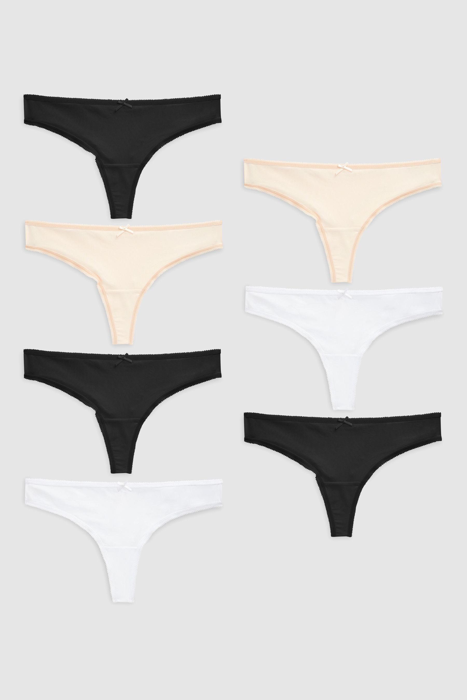 Black/White/Nougat 7er-Pack Tanga-Slips (7-St) aus Mikrofasern Next im String