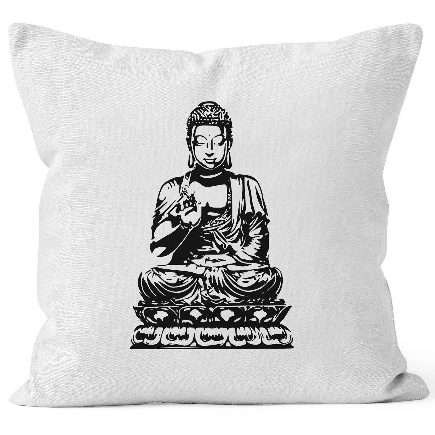 MoonWorks Dekokissen Kissenbezug Budda Kissen-Hülle Deko-Kissen Baumwolle MoonWorks® weiß