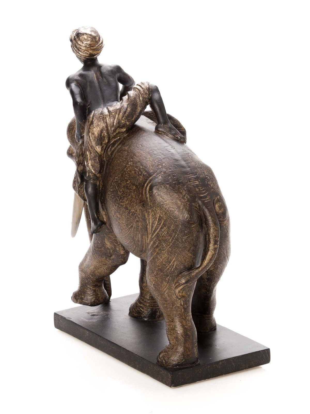 Dekofigur Indien antik Elefant Afrika Skulptur Stil Reiter mit Figur Orient Aubaho