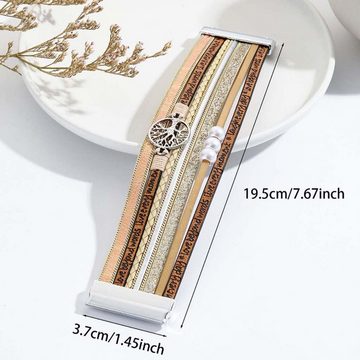 FIDDY Bettelarmband Armband mit umwickelten Perlen zum mehrfachen Tragen (1-tlg), Handgewebtes Armband mit Magnetverschluss für Damen