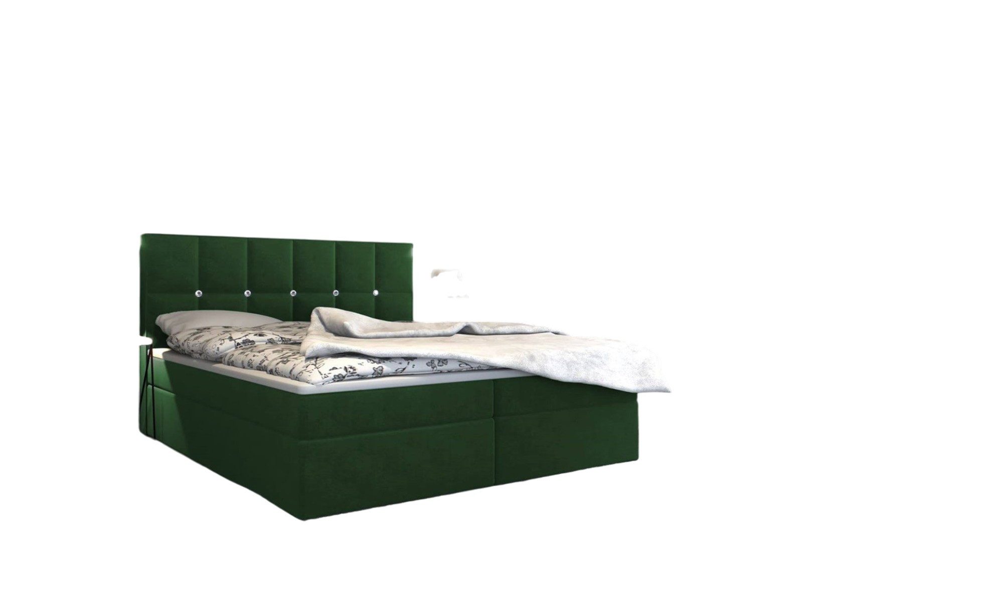 Fun Möbel Boxbett Schlafzimmerbett KENT inkl.Bettkasten (inkl. Strasssteine im Kopfteil, inkl. Bettkasten), Inkl. Topper