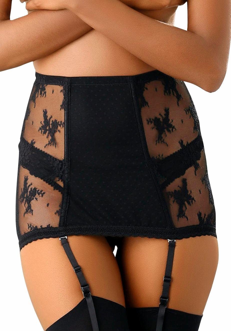 petite fleur gold Strapsgürtel, Strumpfhalter mit transparenter Spitze, sexy Unterwäsche, sexy Dessous, Reizwäsche Damen