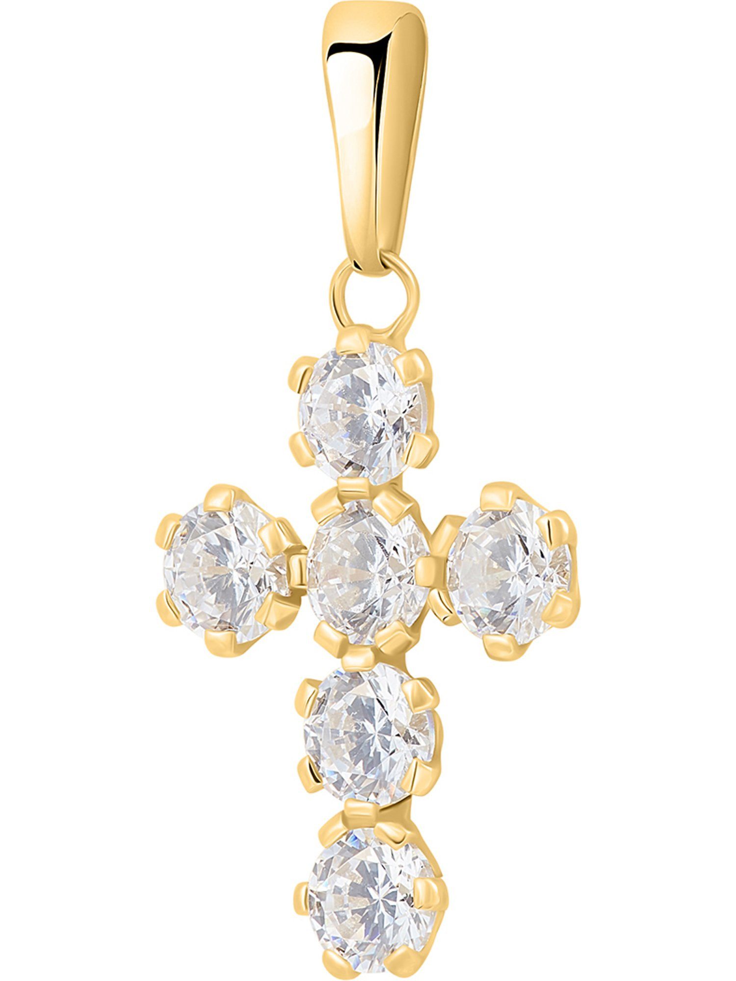 Kettenanhänger FAVS Damen-Anhänger 375er Gelbgold Zirkonia Kreuz