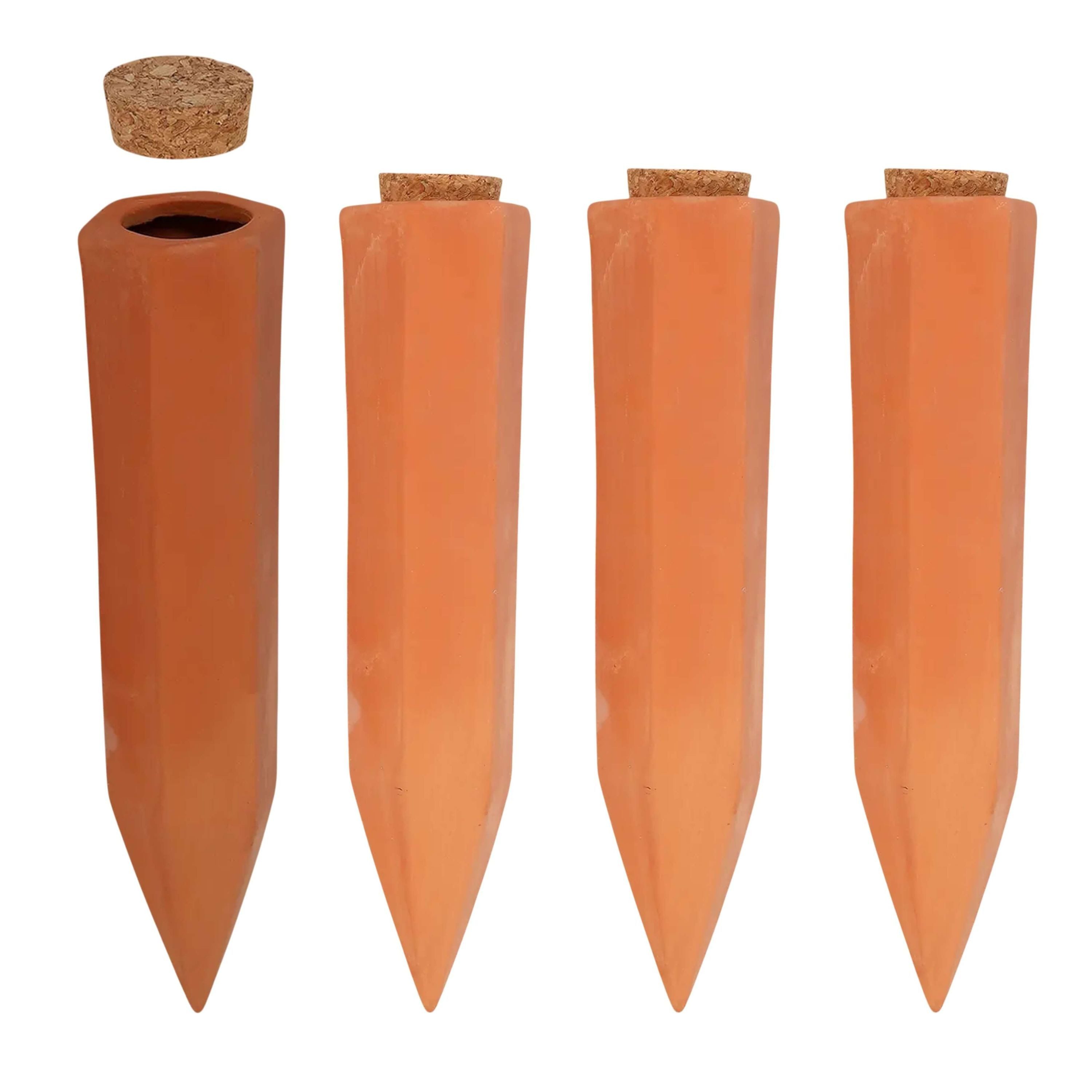 degawo Bewässerungskugel Terracotta Bewässerungskegel 4er SET Pflanzen Wasserspender Garten