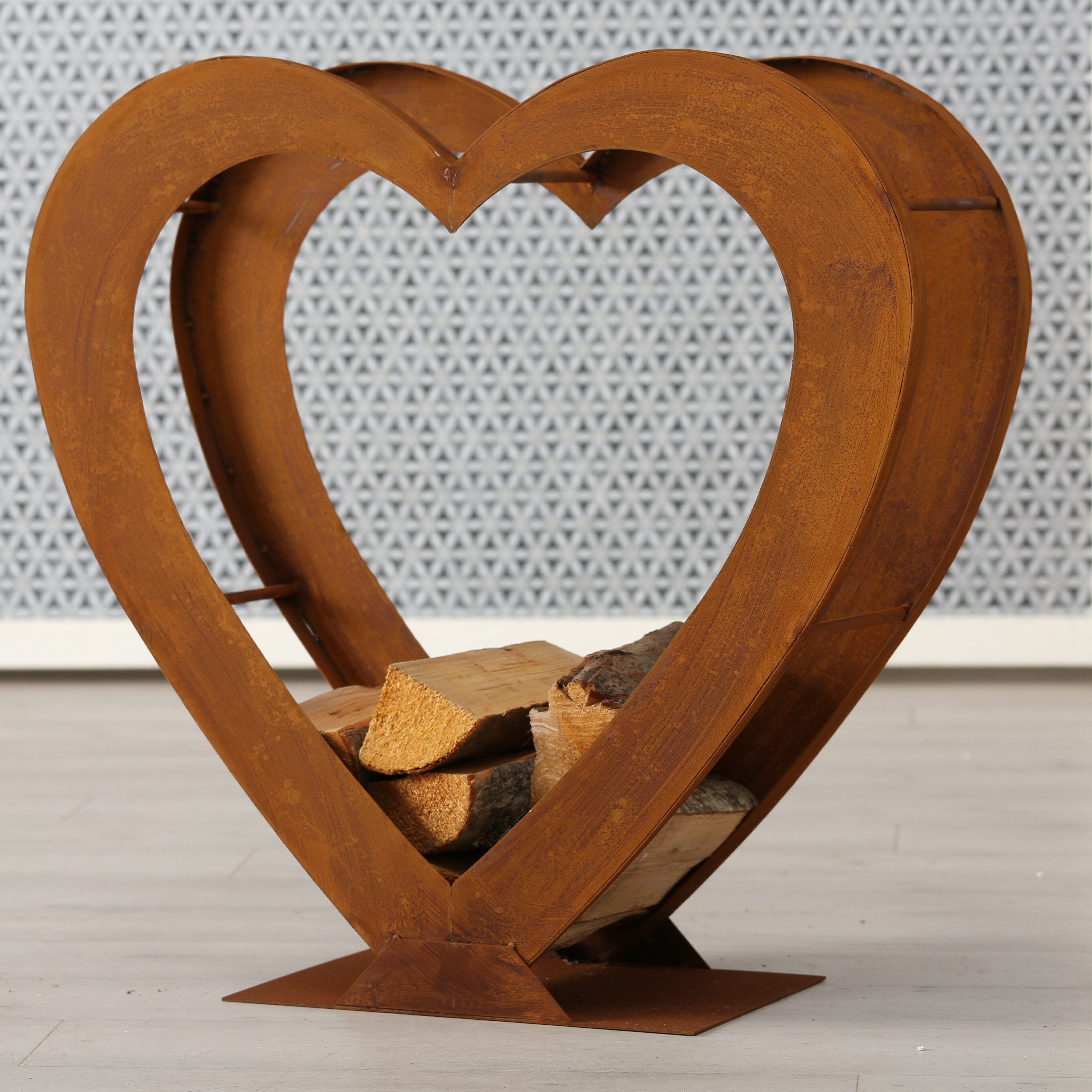 mucHome Kaminholzregal aus Metall, Herz-Design, Freistehend, Höhe 75 cm, Ro günstig online kaufen