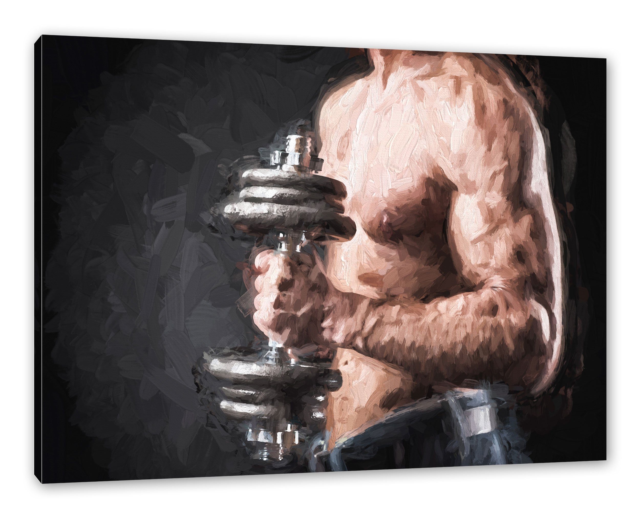 Bodybuilding, (1 St), Leinwandbild inkl. bespannt, fertig Pixxprint Leinwandbild Bodybuilding Zackenaufhänger