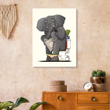 Posterlounge Acrylglasbild Wyatt9, Elefant auf der Toilette, Badezimmer Kindermotive
