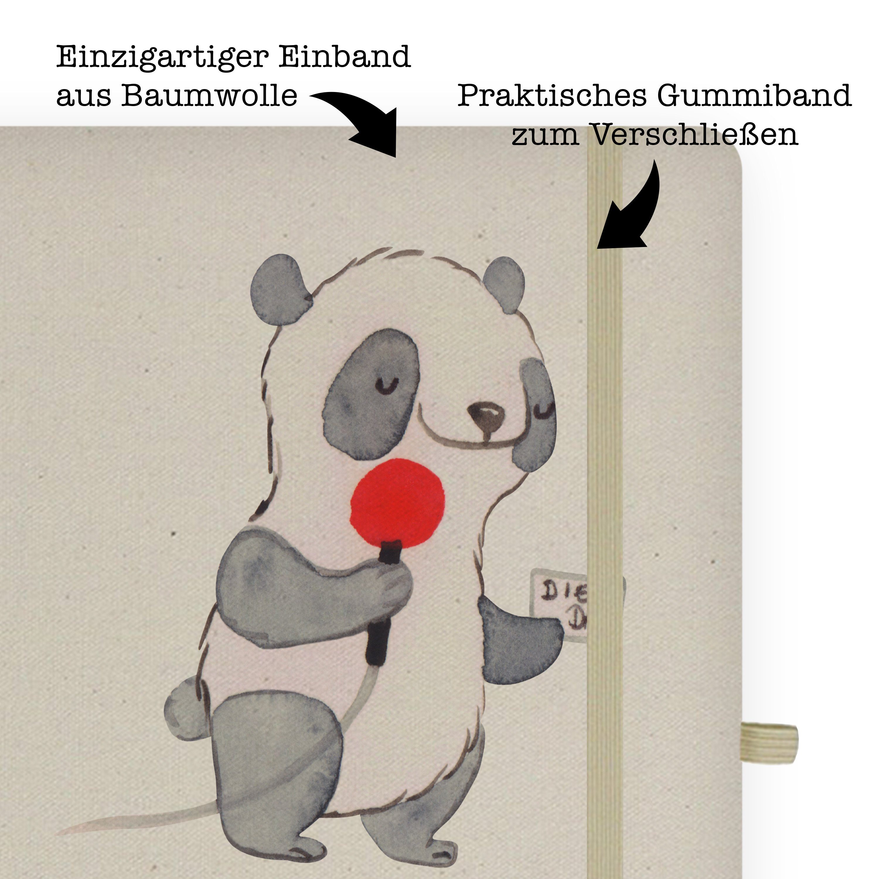 Mr. & Mrs. & Eintragebuch, Geschenk, Notizbuch Herz Jubil Pressereferent - Panda Mr. mit Transparent - Mrs. Panda