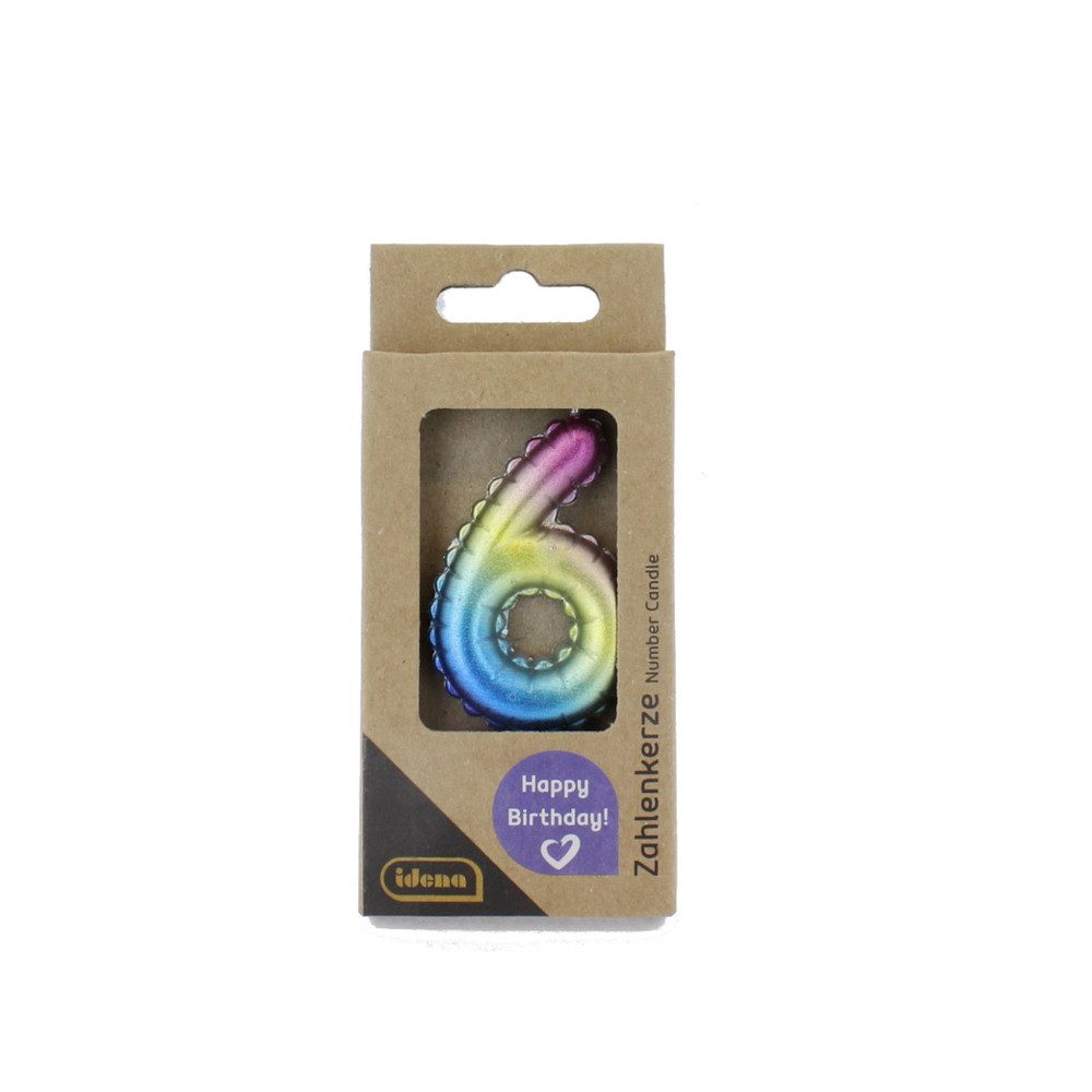 Iden Geburtstagskerze Zahlenkerze 6 metallic bunt