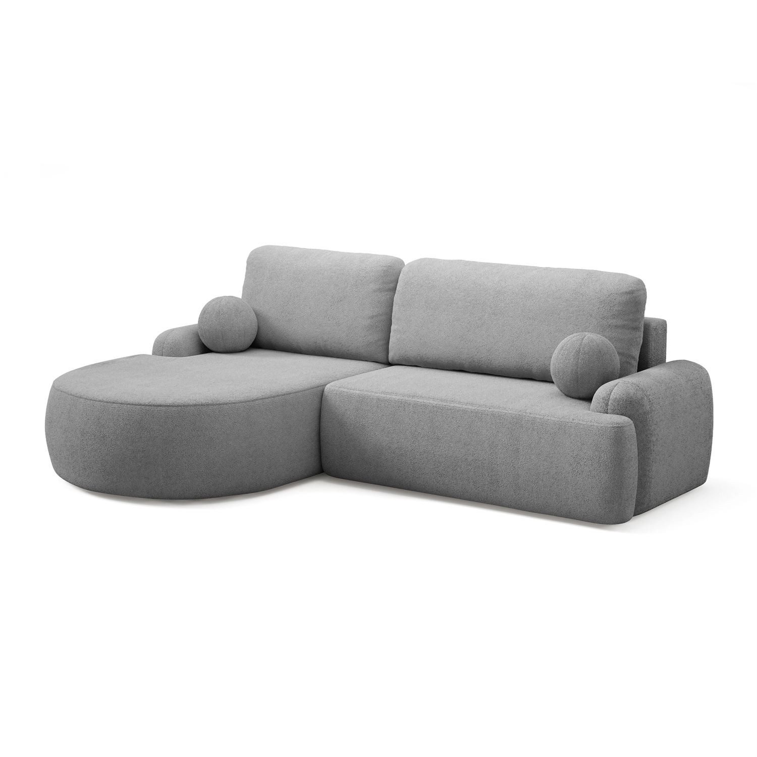 Lookway Ecksofa CLEO Rundes Ecksofa mit Schlaffunktion und Bettkasten, mit Bettfunktion und Bettkasten