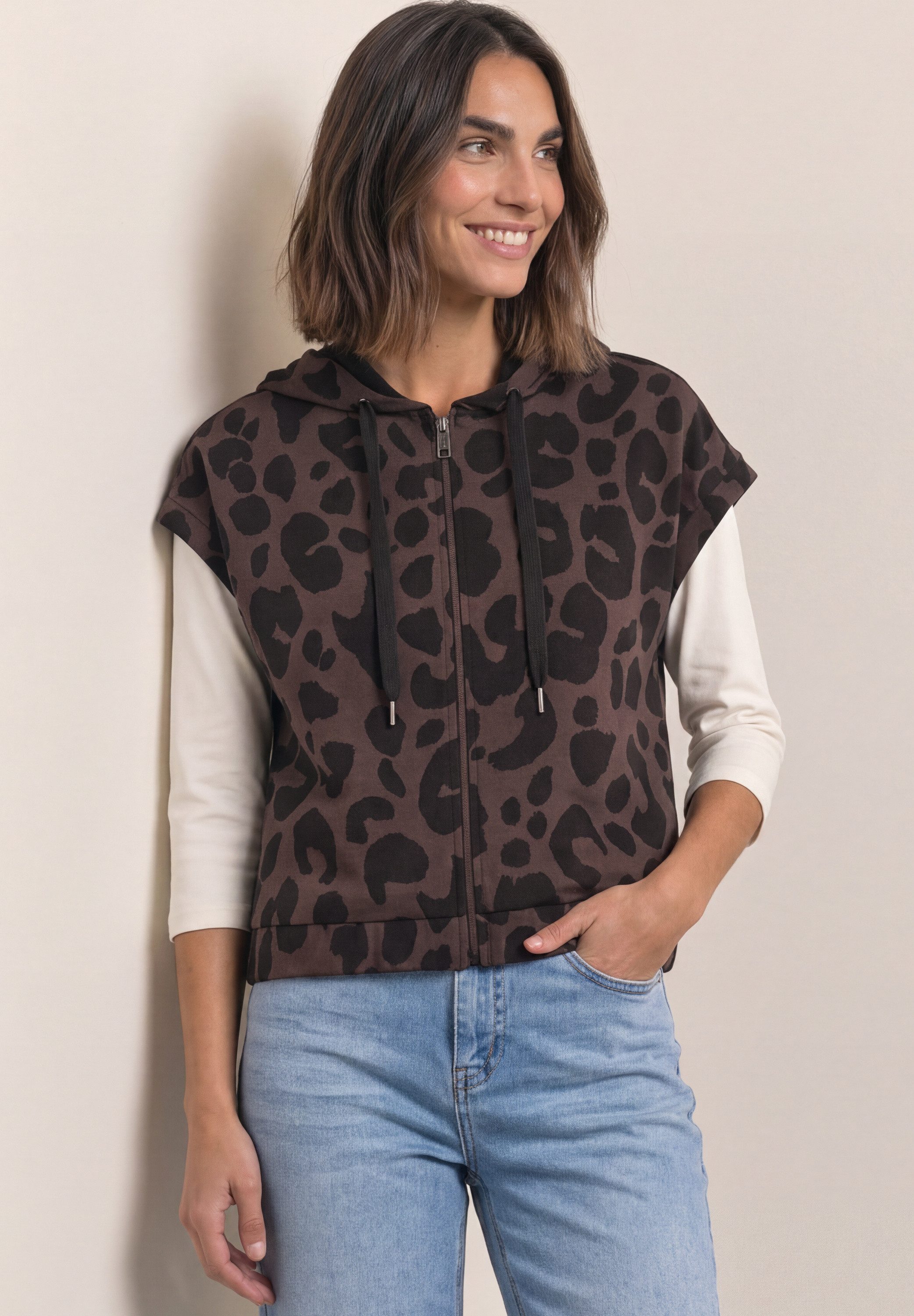 STREET ONE Cardigan mit Kapuze mit Tunnelzugband