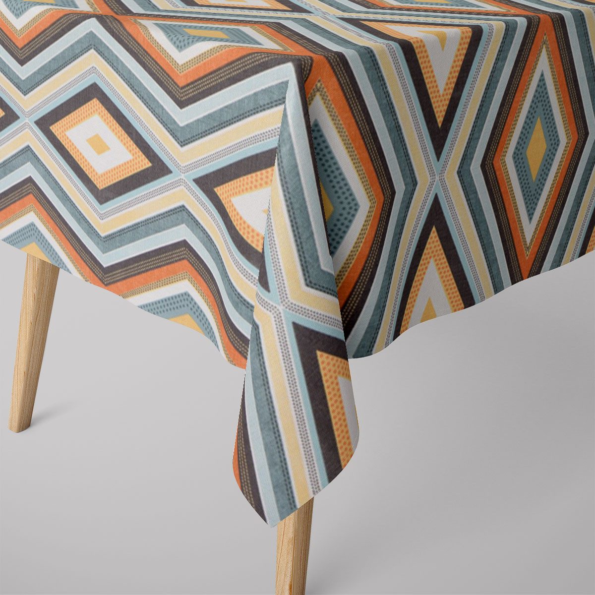 SCHÖNER LEBEN. Tischdecke SCHÖNER LEBEN. Tischdecke geometrisch Ethno Raute creme bunt, handmade