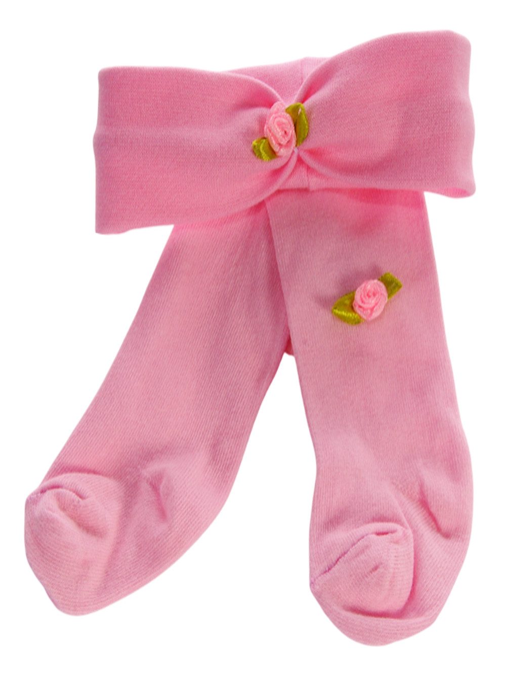 La Bortini Strumpfhose Baby Set festlich Strumpfhose und Stirnband in Rosa mit Blumen festlich, Geschenk Idee für Neugeborene, pink 44 50 56 62 68