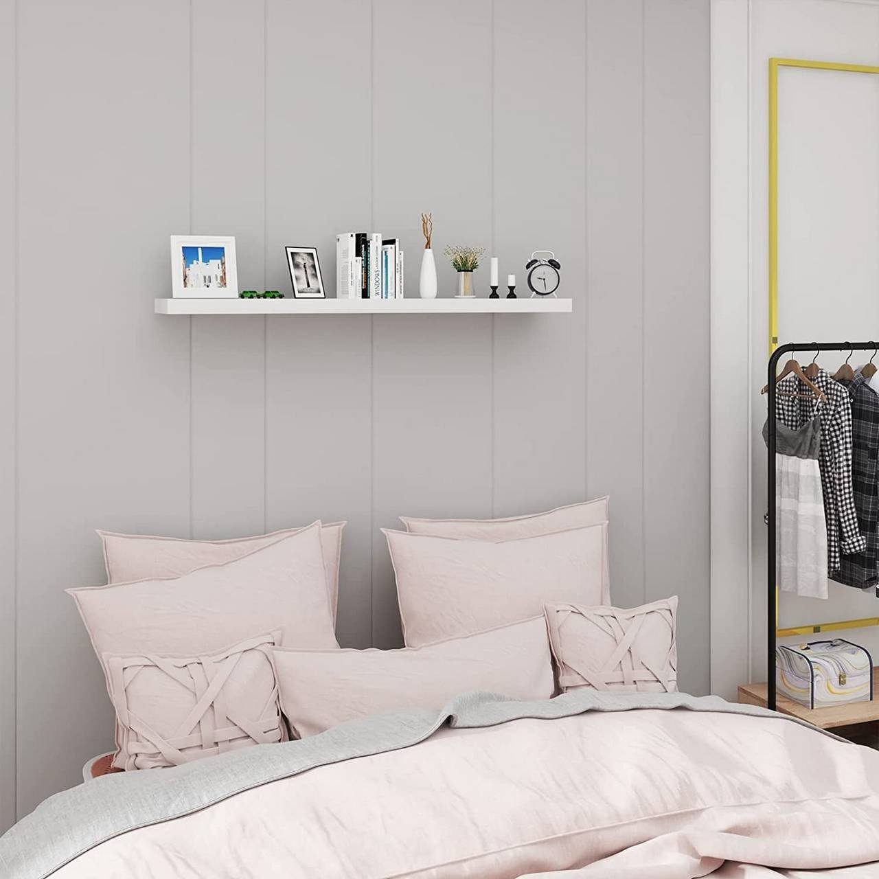 Woltu Wandregal, 1-tlg., Volato freischwebend Schweberegal Holz Board Weiß günstig online kaufen