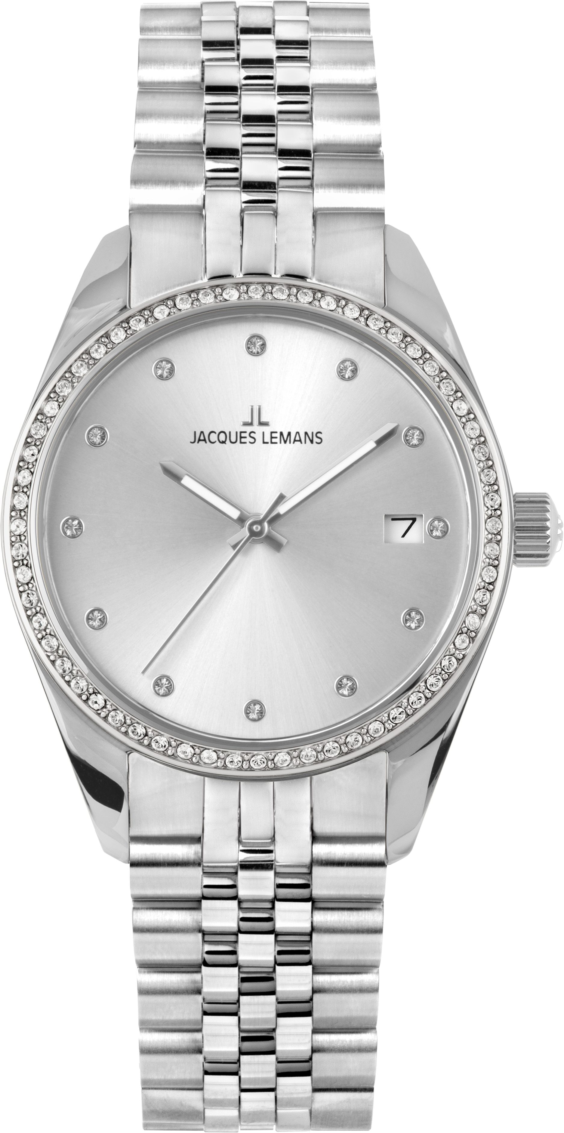 Jacques Lemans Quarzuhr Derby 1-2133D, Armbanduhr, Damenuhr, Edelstahlarmband, analog, Tag