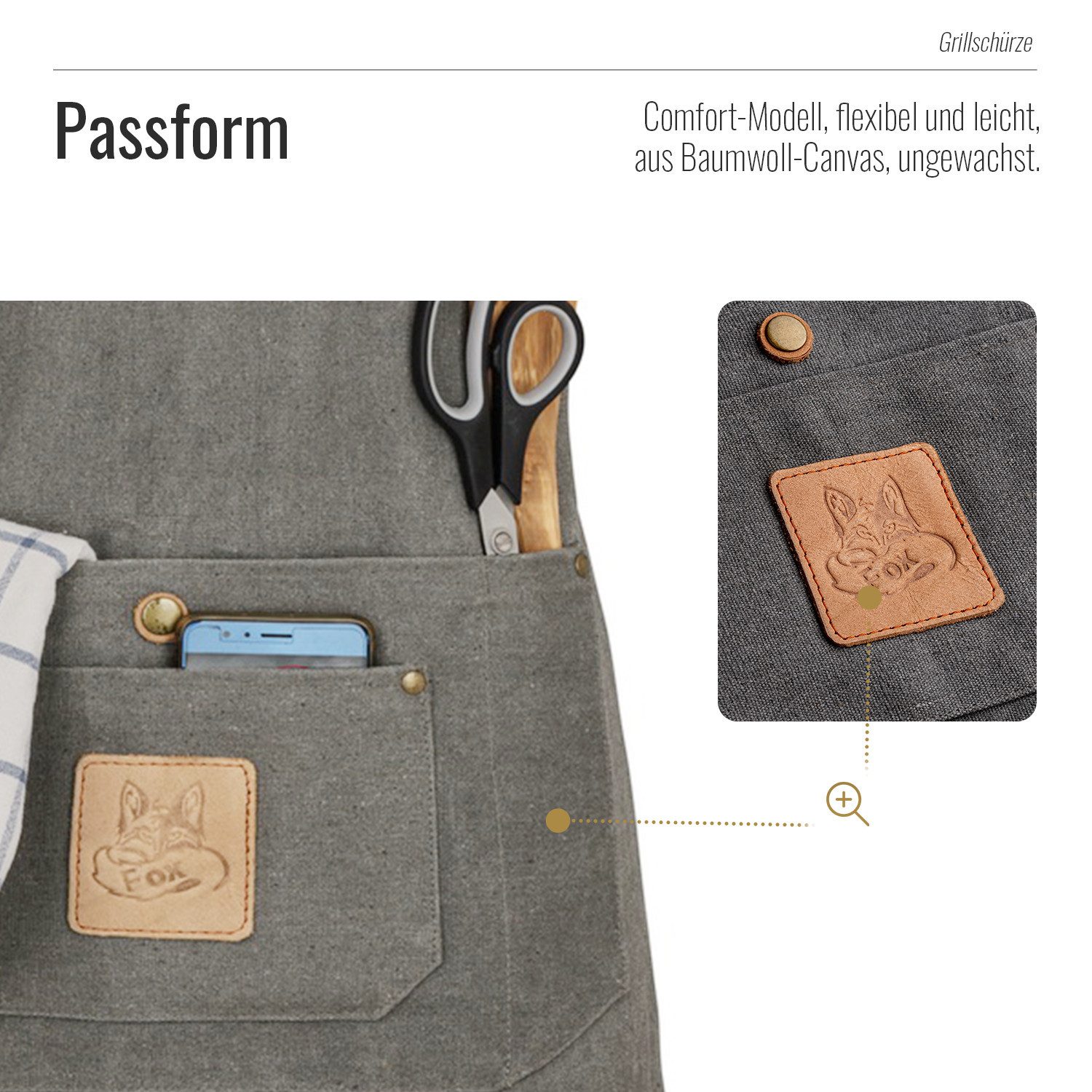 BLACK FOREST FOX Grillschürze Canvas Arbeitsschürze, Grillschürze BBQ Kochs günstig online kaufen
