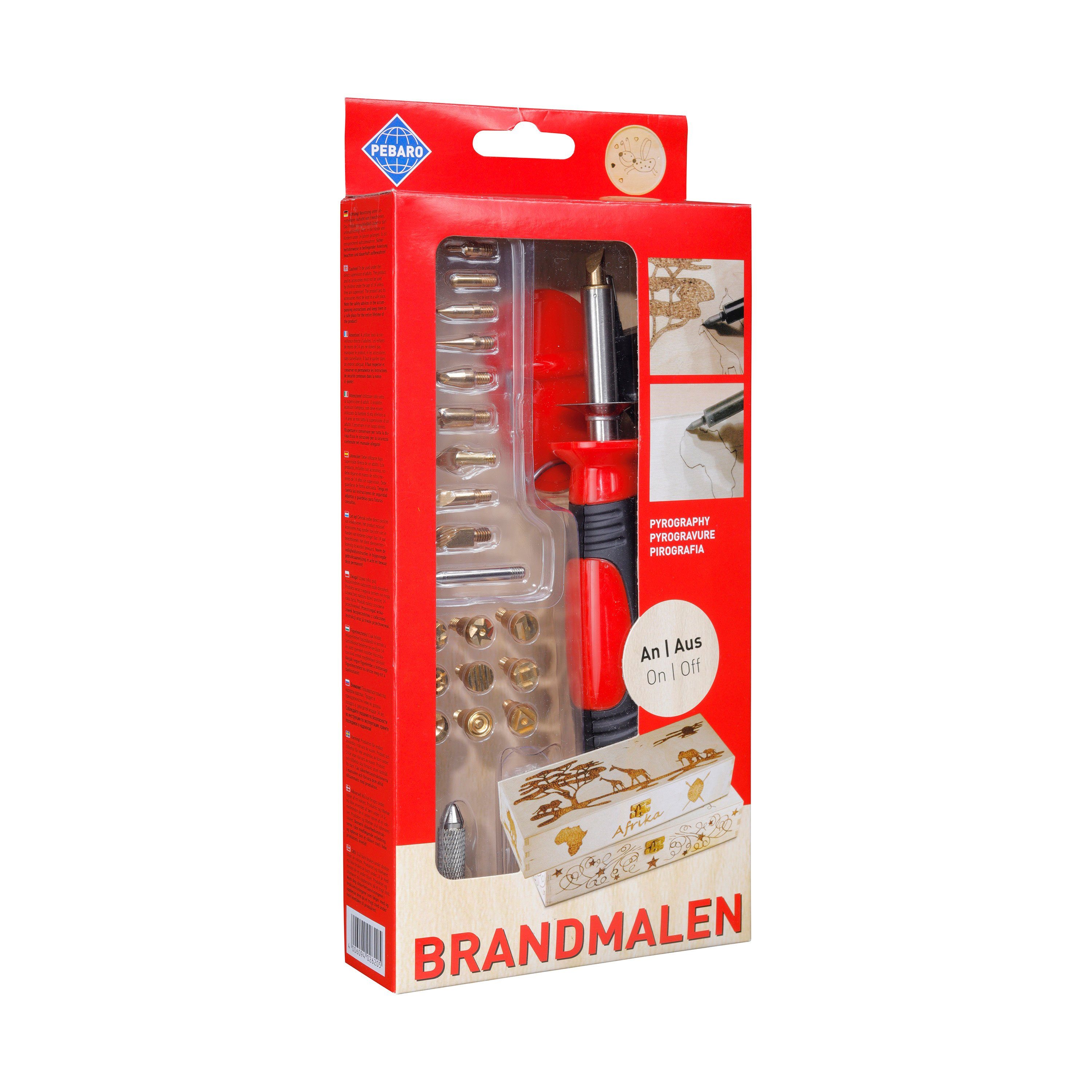 Pebaro Kreativset Brandmalkolben mit An/Aus Schalter und 20 Aufsätzen, 0262