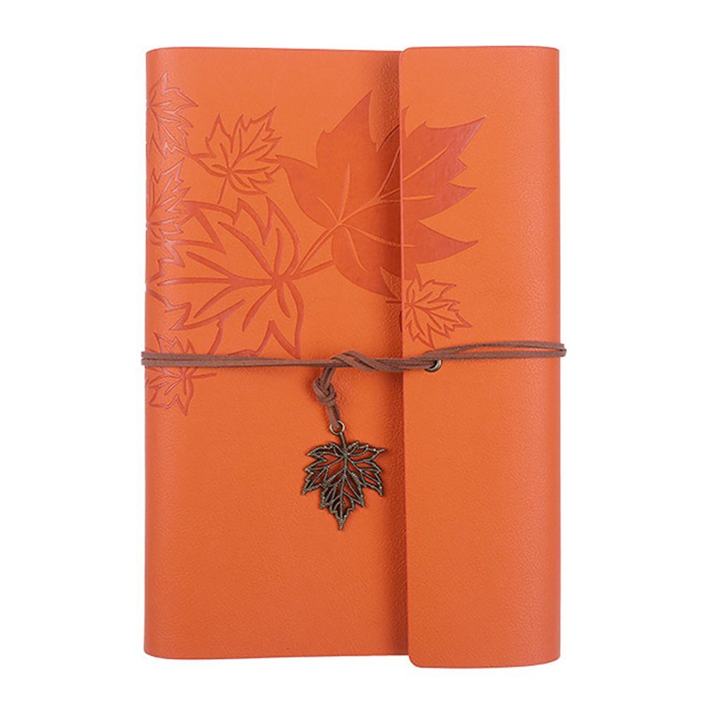 Nachfüllbar GelldG Notizbuch, Notizbuch Orange Leder Vintage-Spiralbindung Tagebuch, Tagebuch