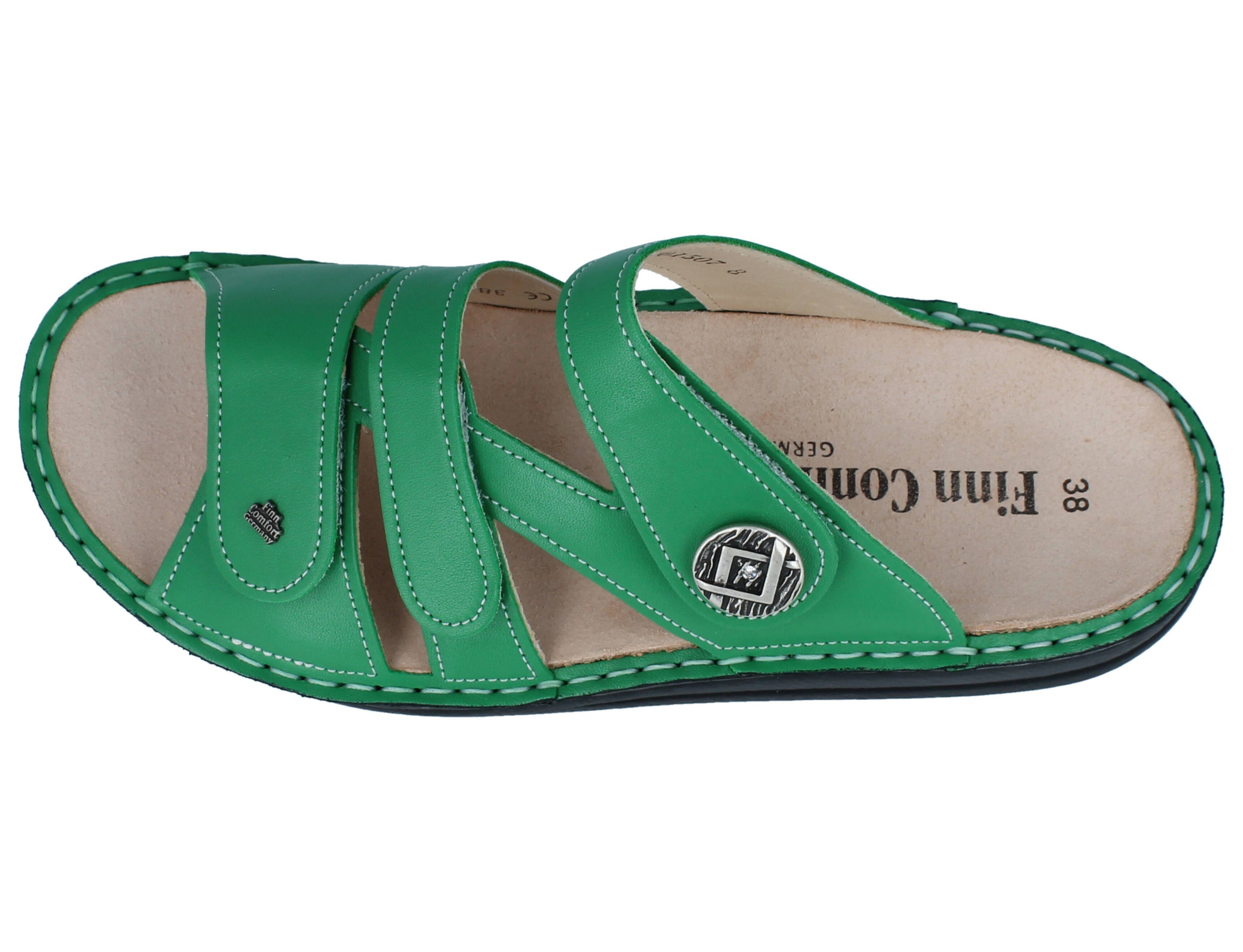Finn Comfort FINN COMFORT Agueda Damen Pantolette grün Glattleder - Größe: 38 Pantolette Wechselfußbett