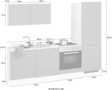 HELD MÖBEL Küchenzeile Visby, mit E-Geräten, Breite 240 cm inkl. Kühl/Gefrierkombination