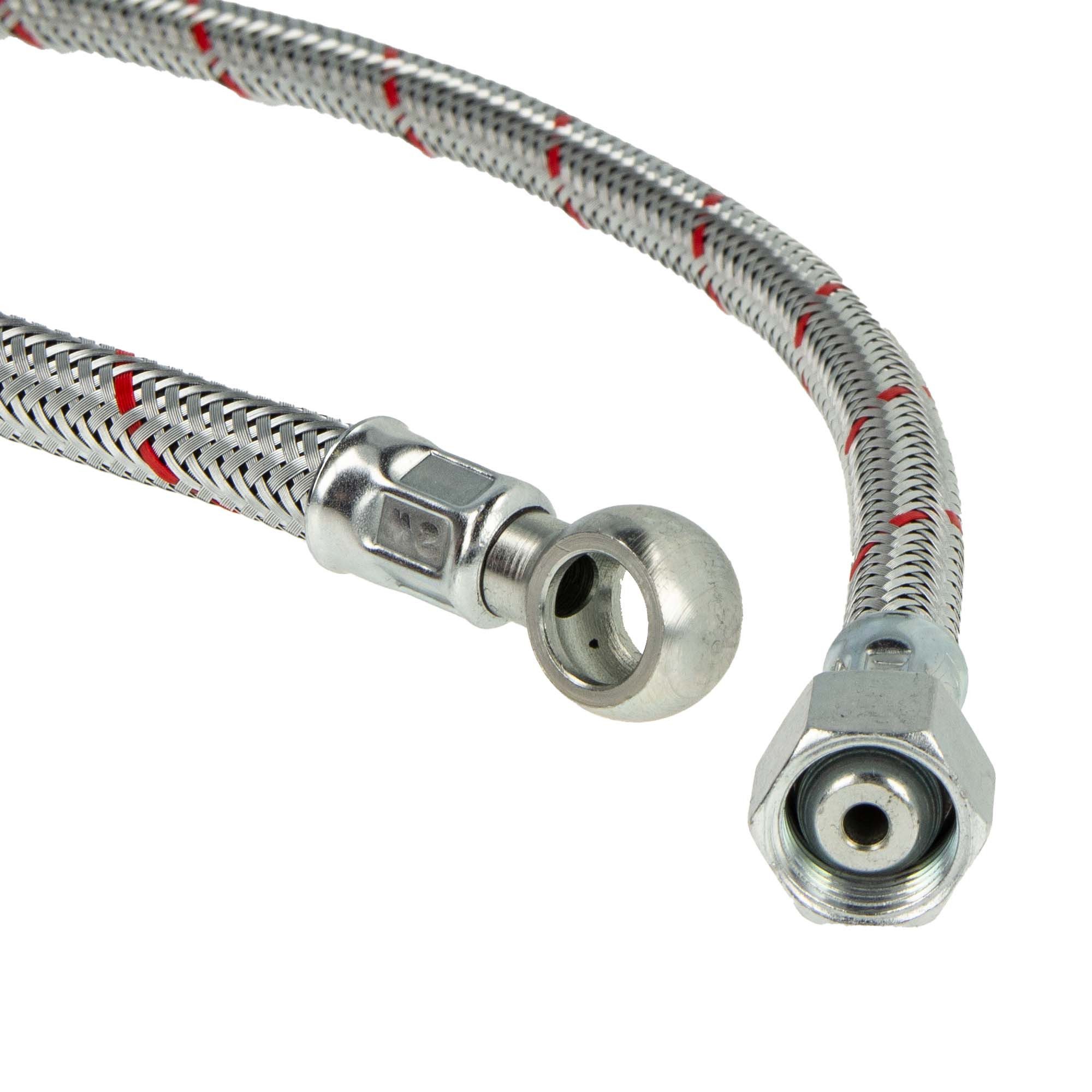 tecuro Wasserrohr Universal - Ölschlauch mit Ringanschluss x 3/8 Zoll Überwurfmutter, Ring Ø 10 mm x 3/8 Zoll ÜWM x 750 mm