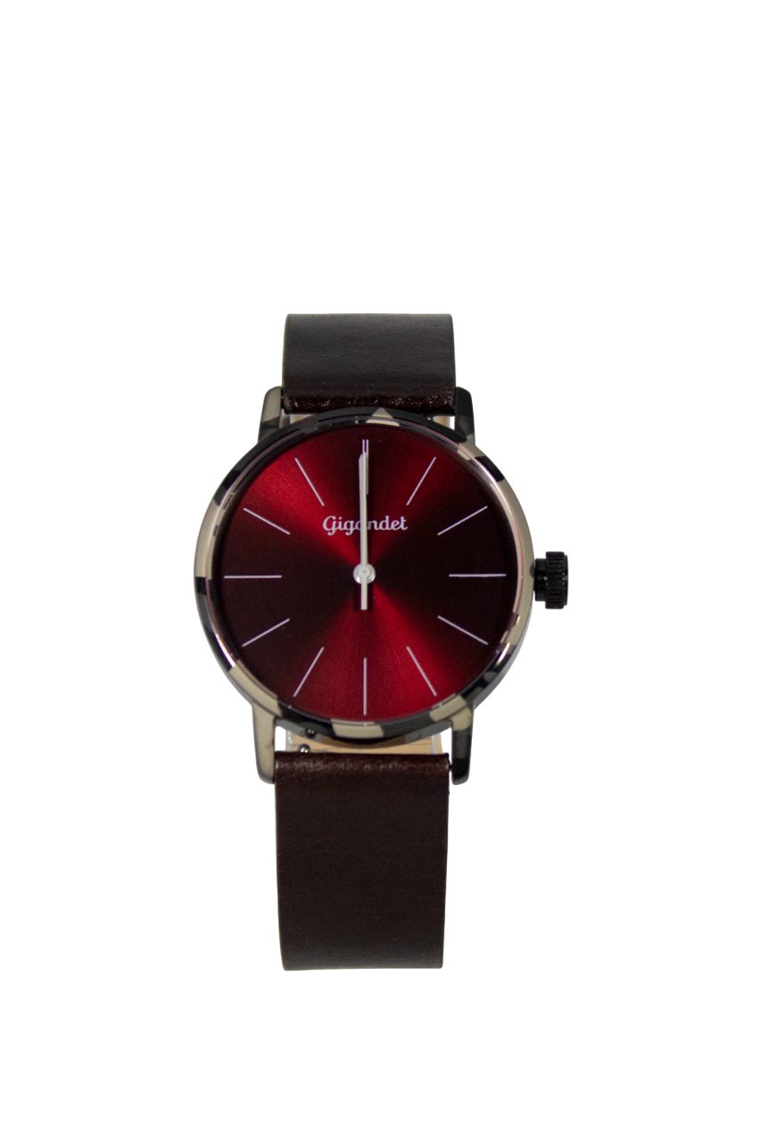 Gigandet Quarzuhr Armbanduhr Damen Quarz Edelstahl Lederband Schwarz Rot G4 günstig online kaufen