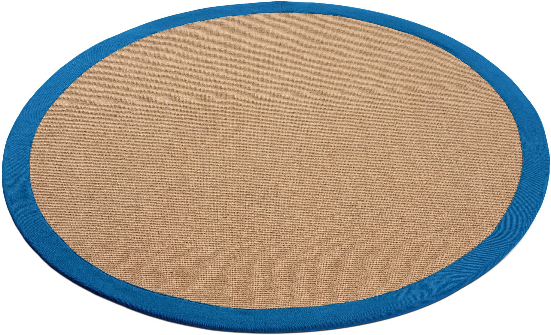 carpetfine Sisalteppich Sisal, rund, Höhe: 5 mm, mit farbiger Bordüre, Anti-Rutsch Rückseite