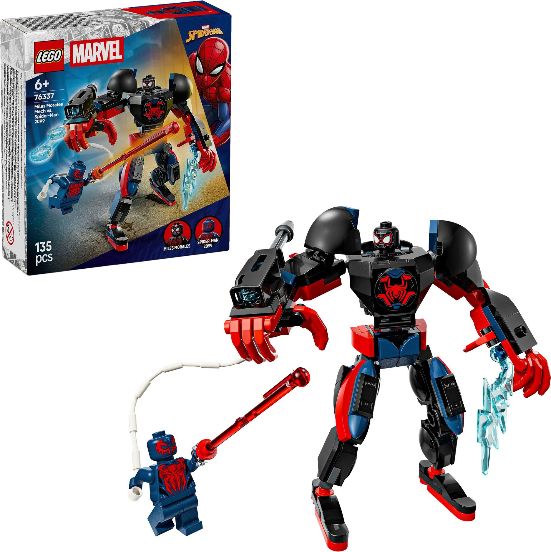LEGO® Miles Morales Mech vs. Spider-Man 2099 (76337), LEGO Super Heroes Konstruktionsspielsteine, (135 St)