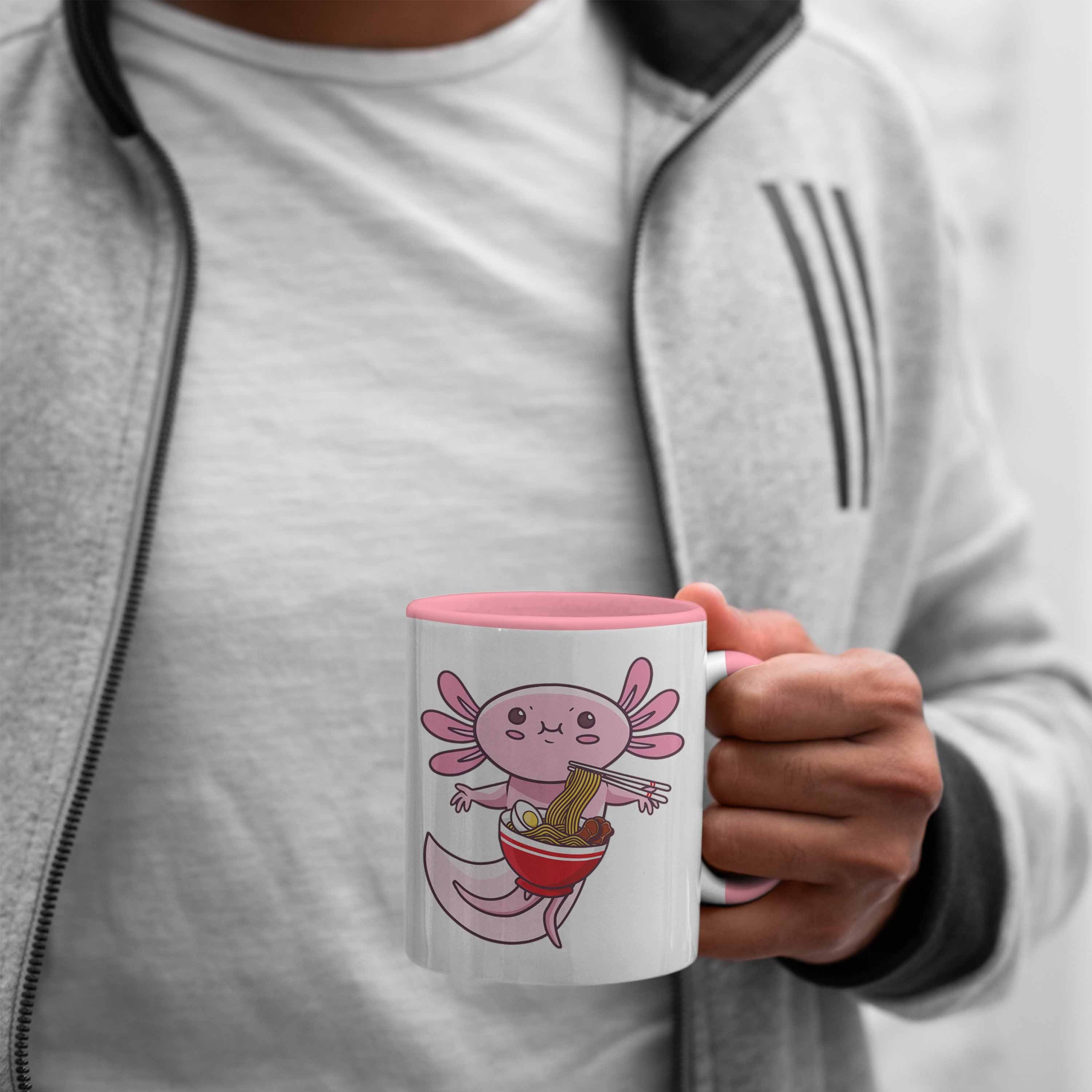 Trendation Tasse Trendation Lustig Geschenkidee Rosa Axolotl Tasse Geschenk - Grafik Lustig Schwanzlurch Tiere Ramen