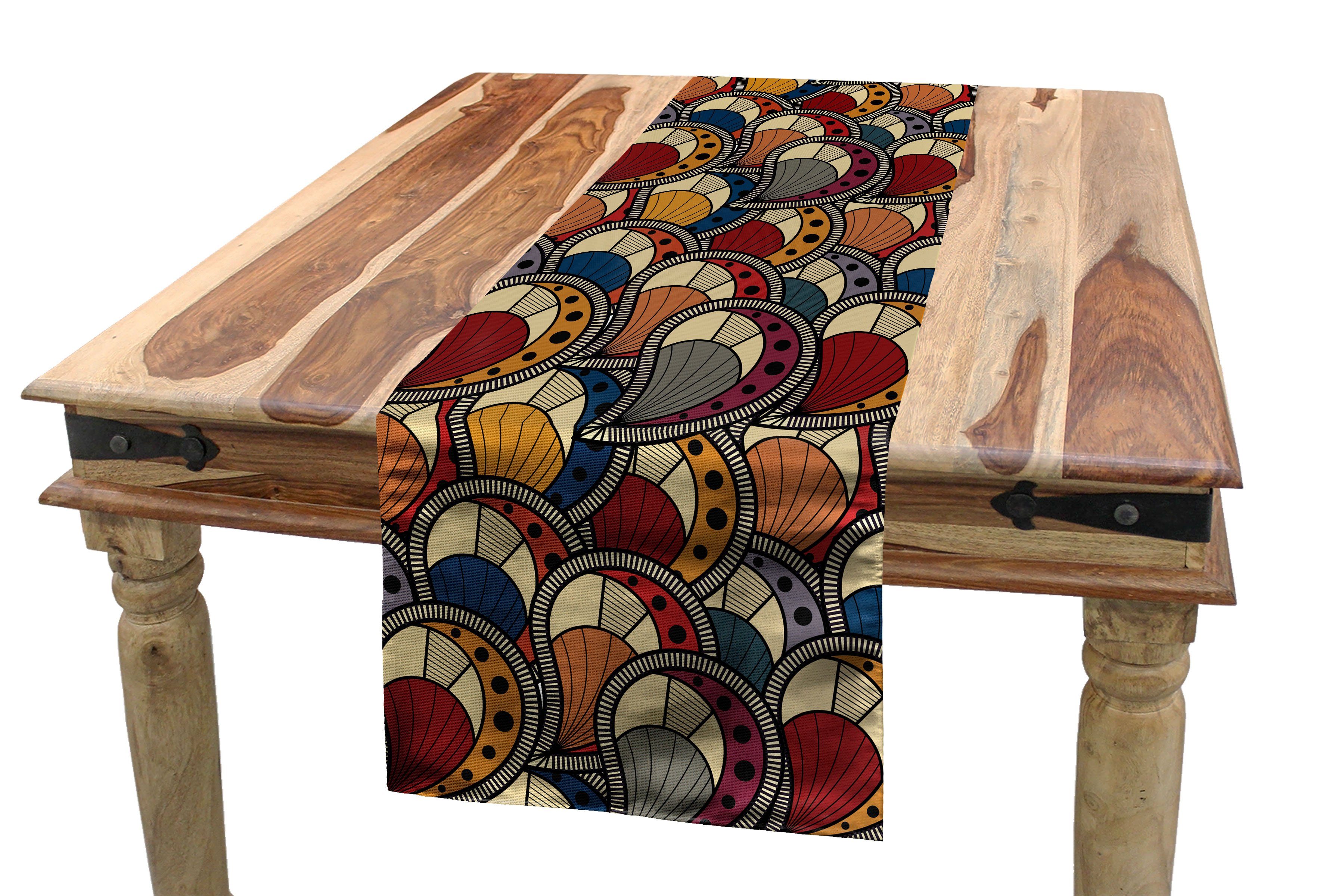 Abakuhaus Tischläufer Esszimmer Küche Rechteckiger Dekorativer Tischläufer, afrikanisch Abstrakte Paisley Motive