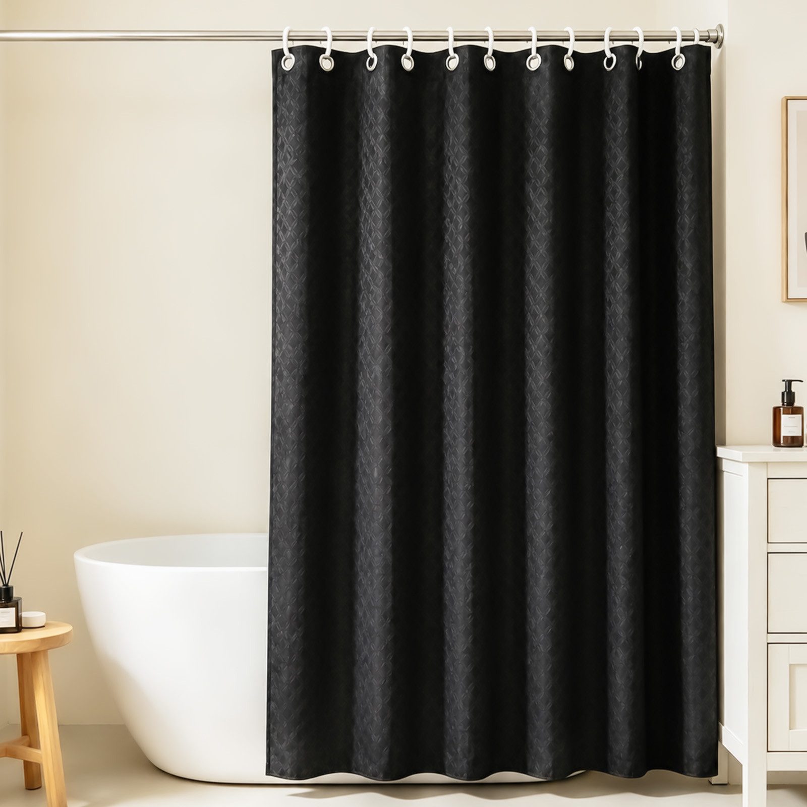 M&W DAS DESIGN Duschvorhang Shower curtains Anti schimmel Schwarz 180BX200H