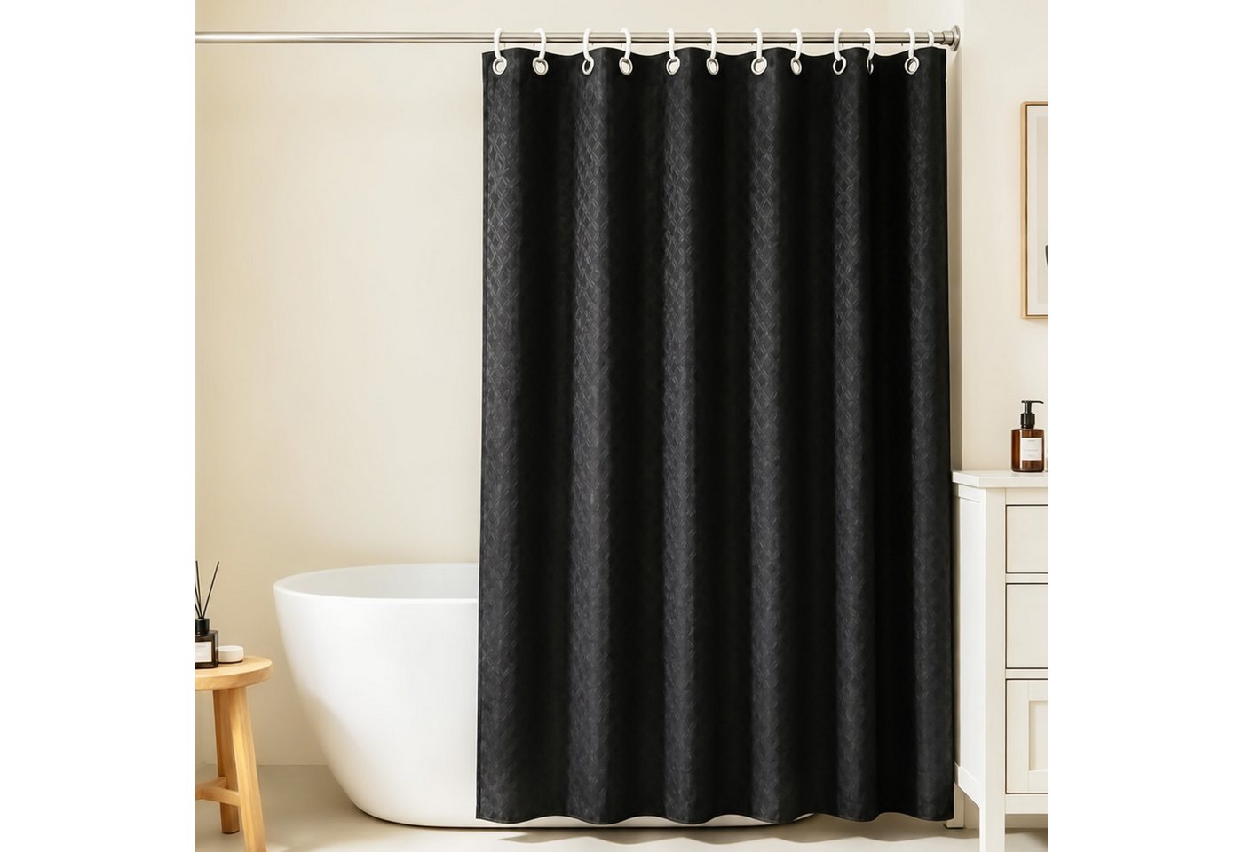M&W DAS DESIGN Duschvorhang Shower curtains Anti schimmel Schwarz 180BX200H