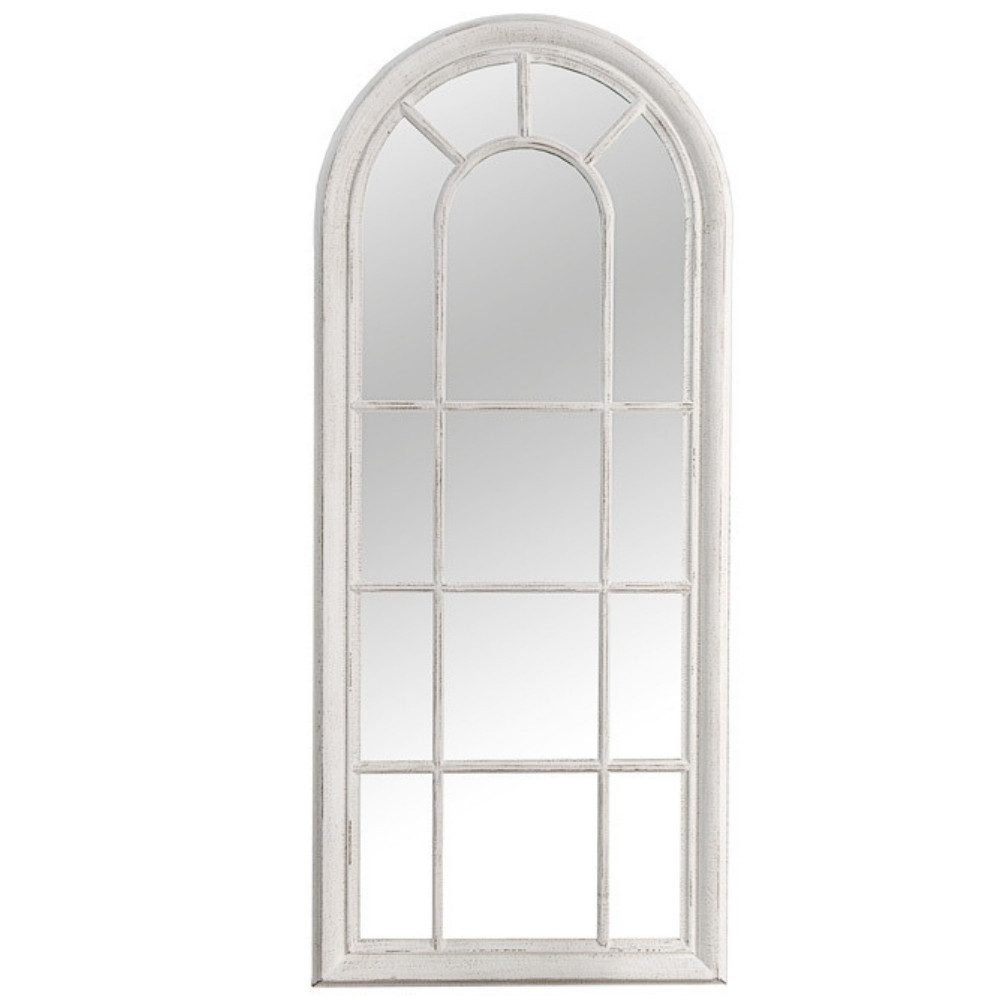 LebensWohnArt Wandspiegel Shabby Chic Rundbogen-Fenster-Spiegel 140cm weiss günstig online kaufen