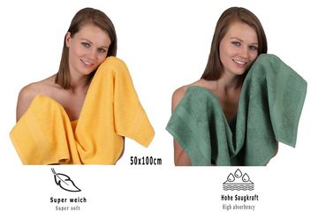 Betz Handtuch Set 12-tlg. Handtuch Set Premium Farbe honiggelb/tannengrün, 100% Baumwolle, (12-tlg)