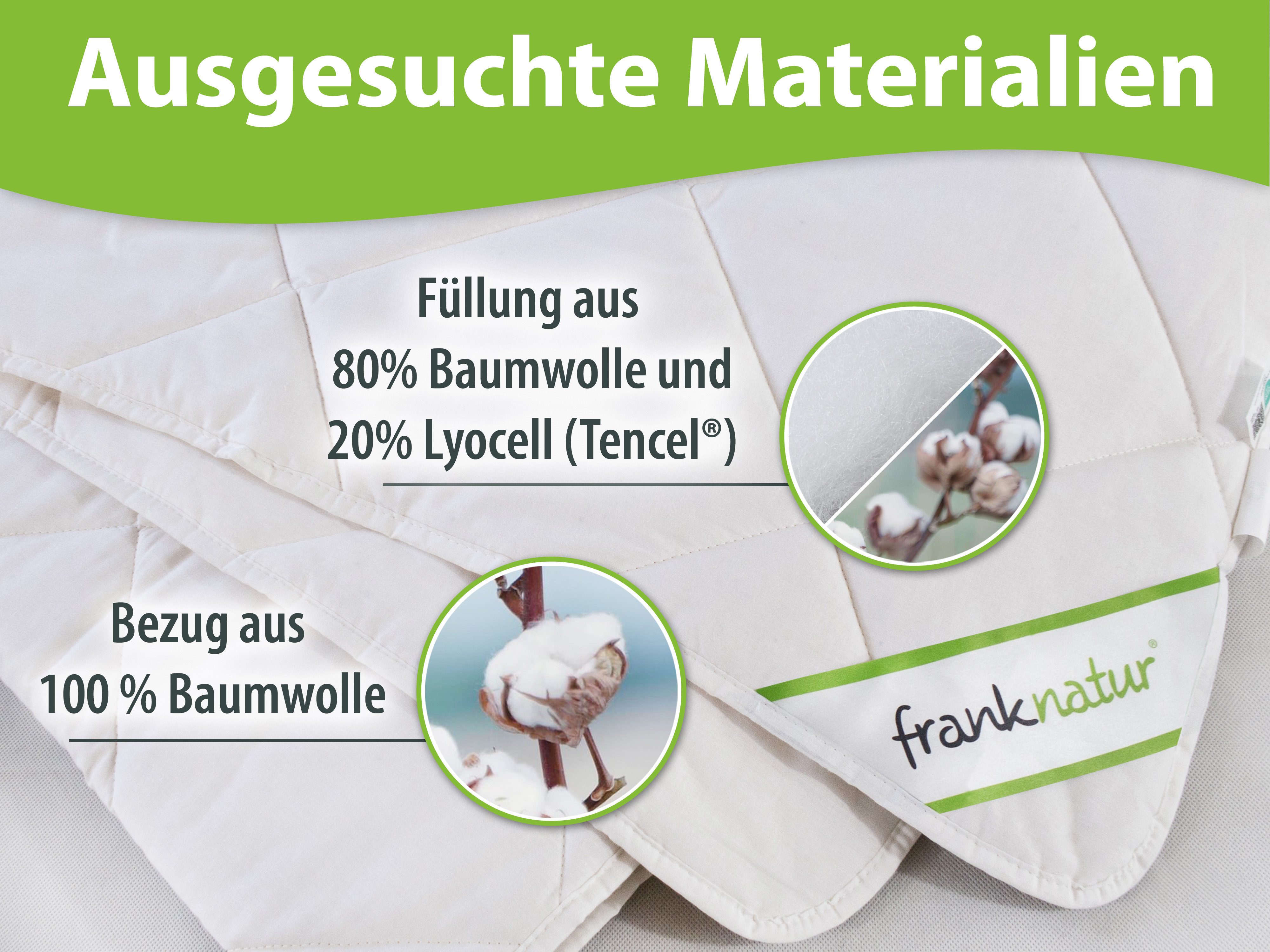 franknatur Naturfaserbettdecke Sommerdecke Baumwolle Lyocell, Füllung: günstig online kaufen