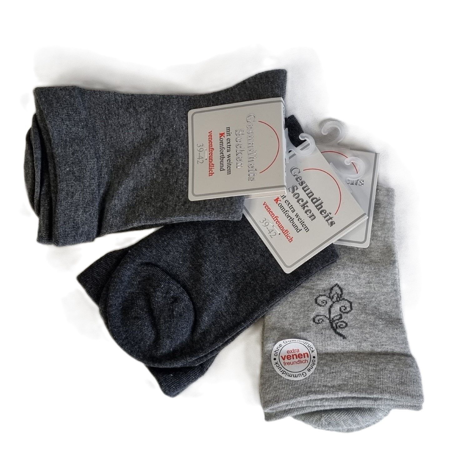 Toker Collection® Gesundheitssocken Gesundheitssocken mit extra weitem Komfortbund 3er Pack Gr. 39-42 (Packung, 3er Pack) Schaft extra weit