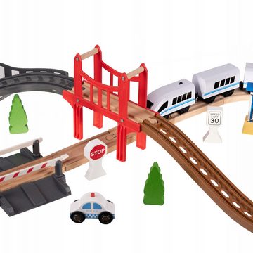 KRUZZEL Spielzeugeisenbahn-Set Holz-Eisenbahn Spielzeug-Eisenbahn 3,2m mit Zug