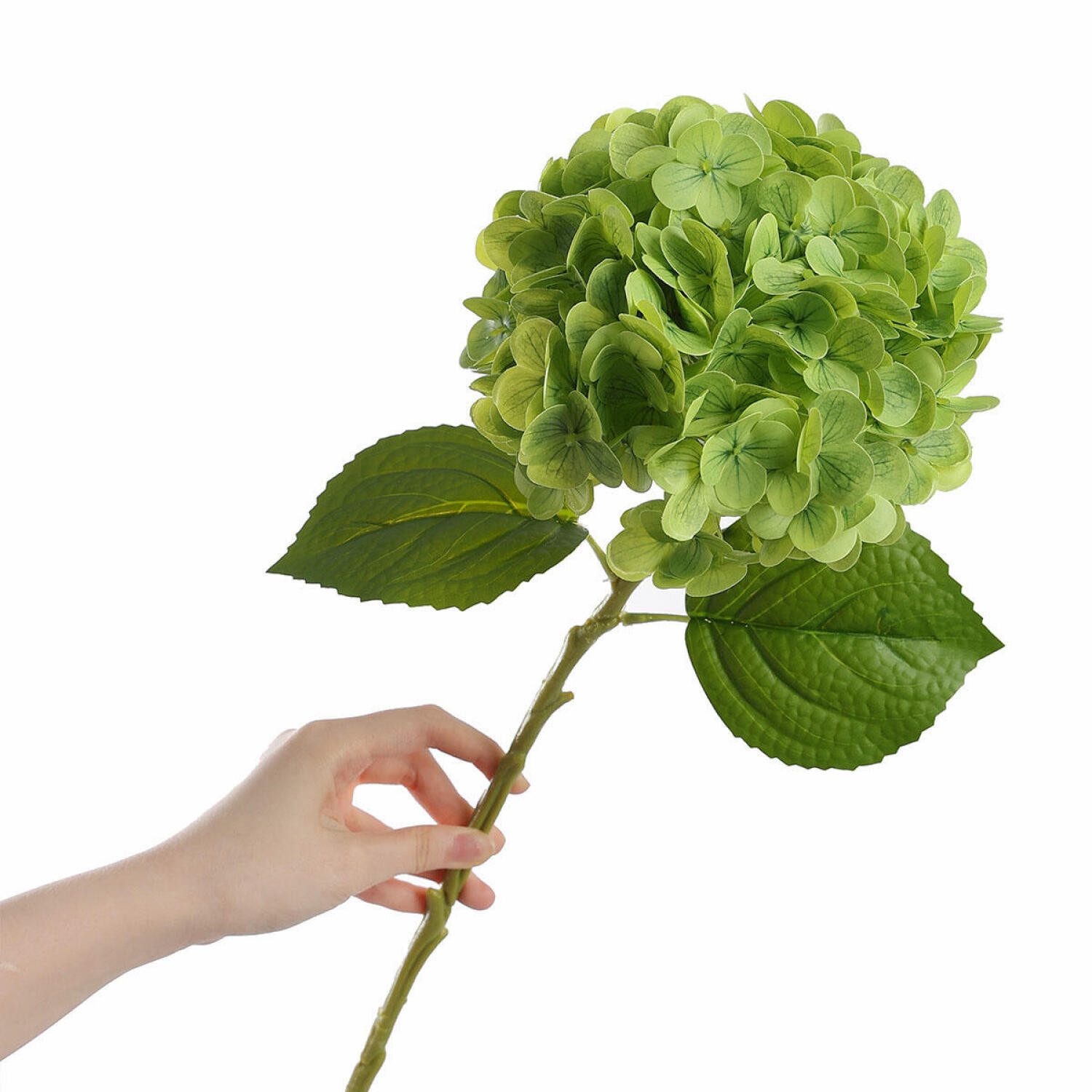 Kunstblume Künstliche Hortensien Kunstblume Seidenblumen 2er Set Grün Deko, FELIXLEO